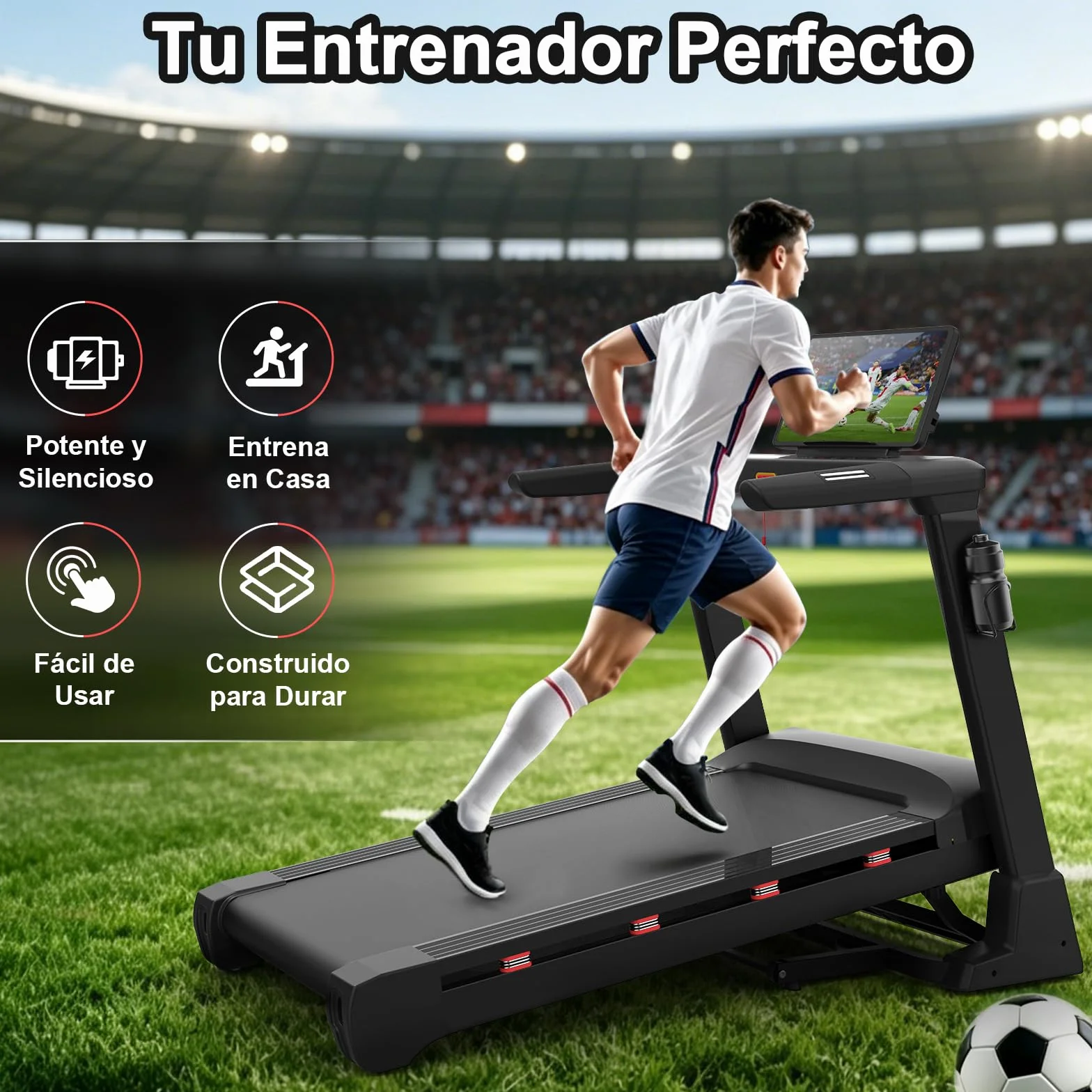 Cinta de Correr Plegable Profesional con App, Motor 7.5CV 20 km/h, Inclinación Automática 20 Niveles, Máquina de Correr para Gimnasio en Casa, Carga 200 kg, Silenciosa, Pantalla Táctil 15.6"