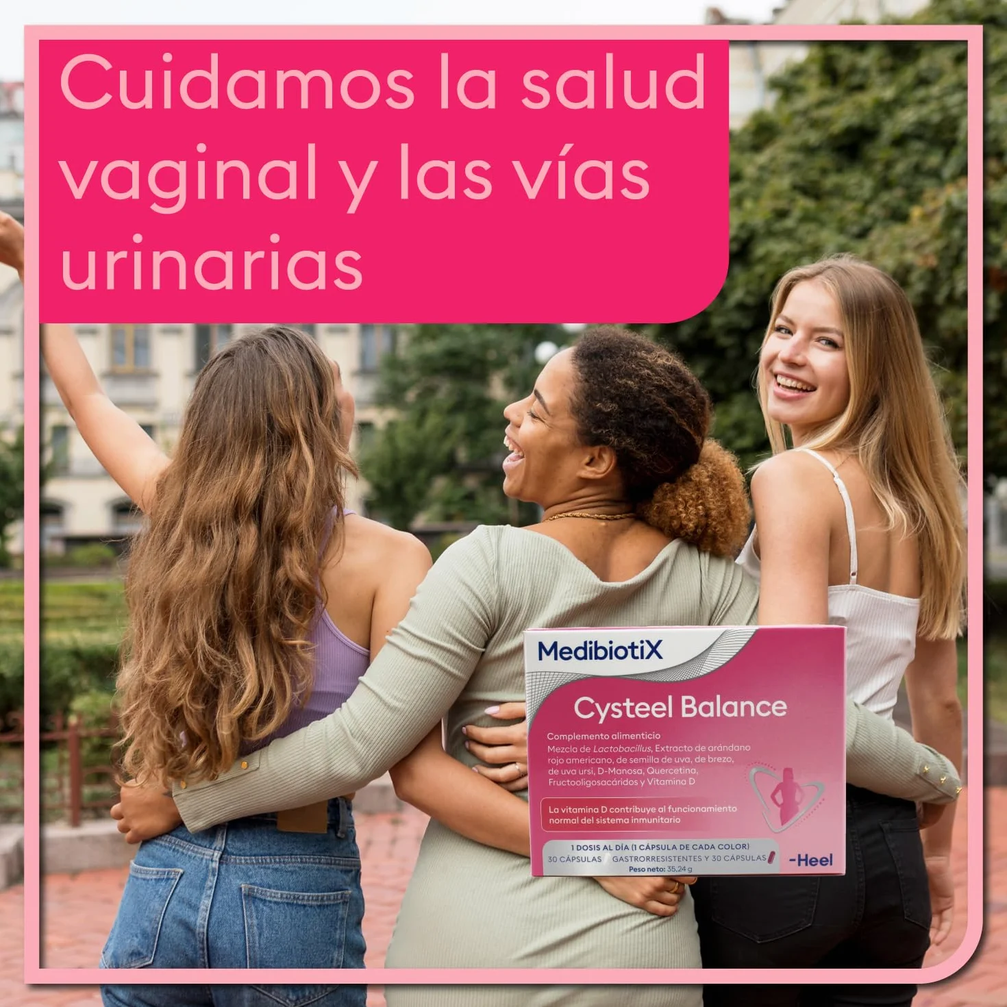 Cysteel Balance Heel Probióticos y Prebióticos D-Manosa y Arándano Rojo Bienestar Urinario Salud Íntima Femenina Cápsulas Gastrorresistentes 30+30
