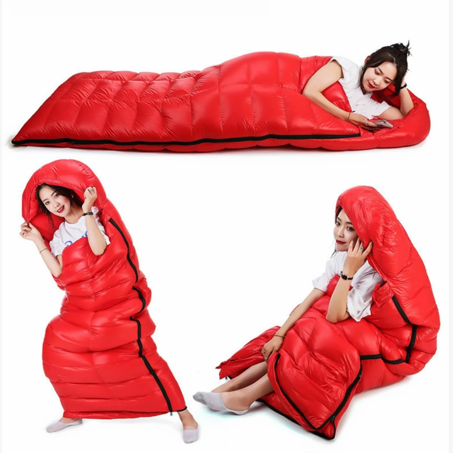 saco de dormir Saco de dormir de plumas for todas las estaciones, adecuado for acampar al aire libre, impermeable, resistente al viento y cálido, con bolsa de almacenamiento bolsa de dormir camping (