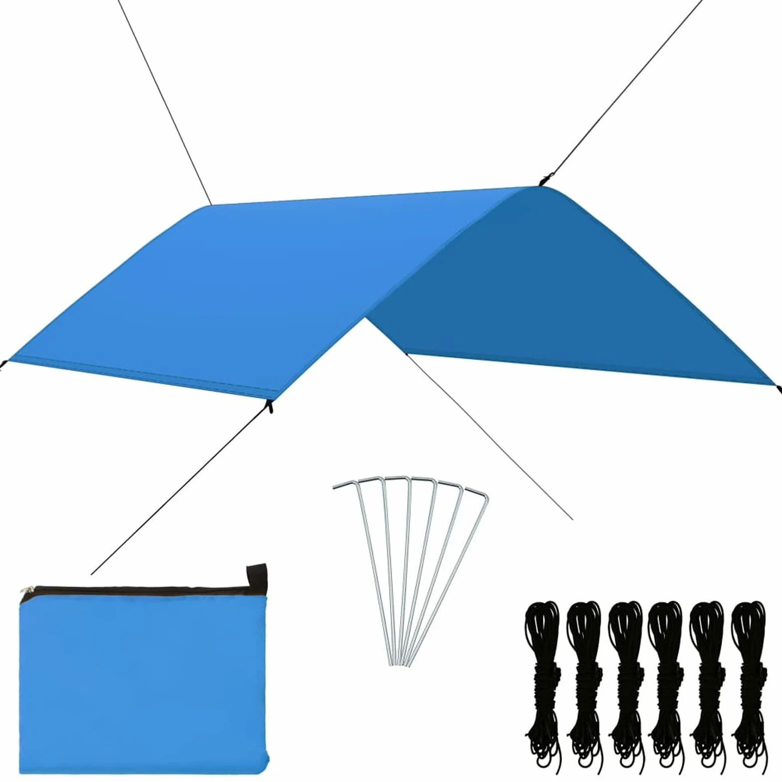 Tidyard Impermeables Lonas de Tiendas de Campaña Toldo de Camping Toldo de Jardín Toldo de Sombra para Playa/Parque,Lona de Picnic Protección UV Azul 3x2 m