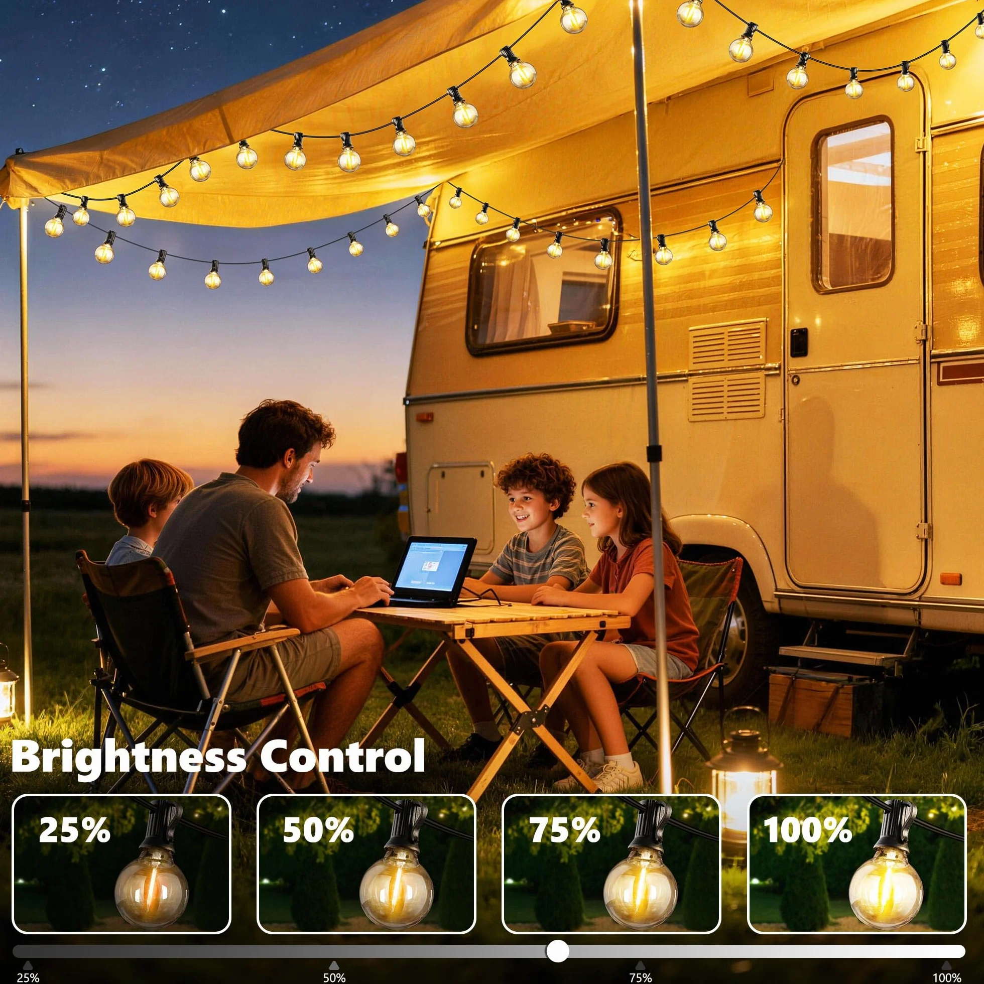 Joomer 20M Guirnaldas Luces Exterior G40 Bombillas 3 Modos Impermeable LED Con Enchufe