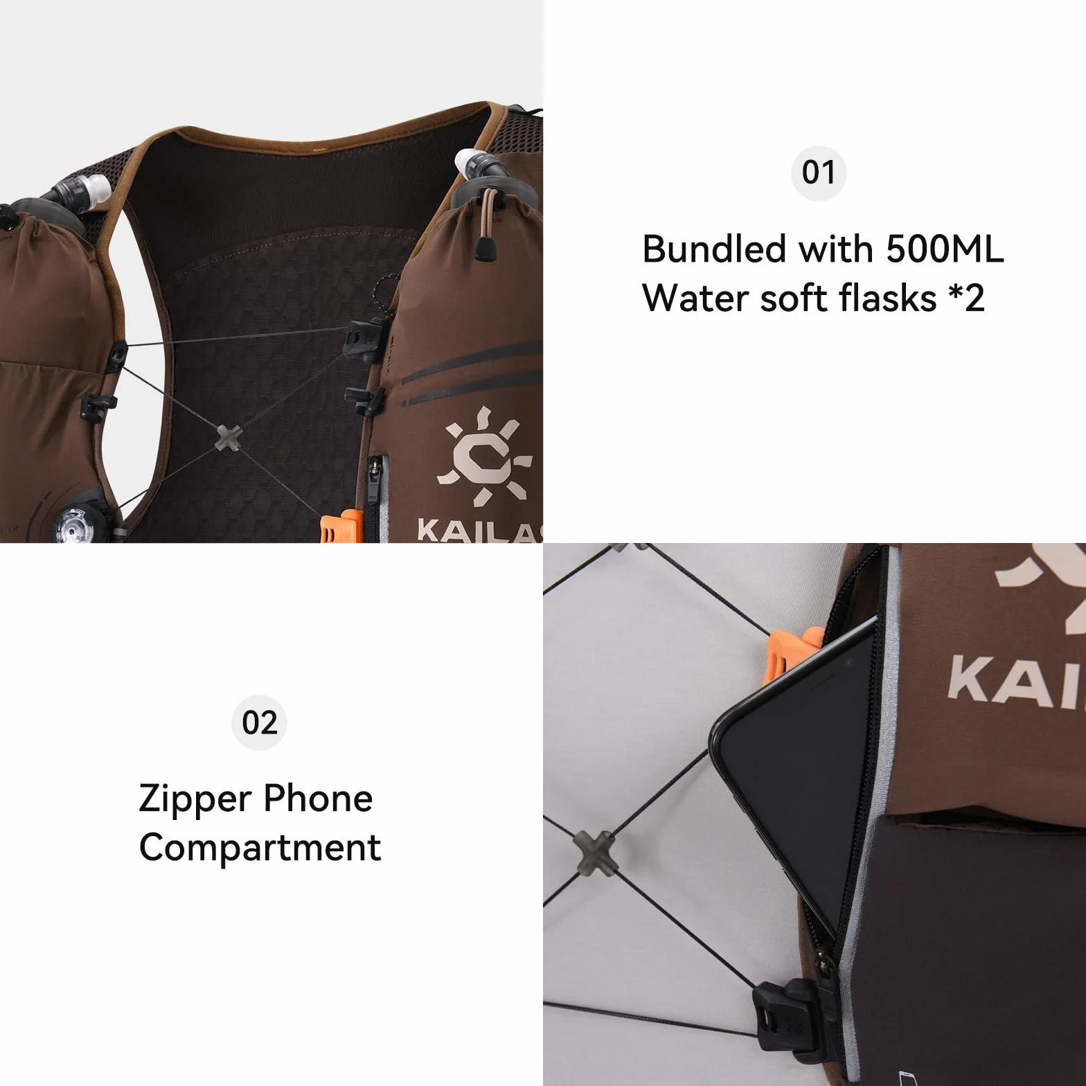 KAILAS FUGA AIR 8 - Chaleco de hidratación para correr, ligero, con dos vejigas de agua de TPU para mujeres y hombres, senderismo, ciclismo
