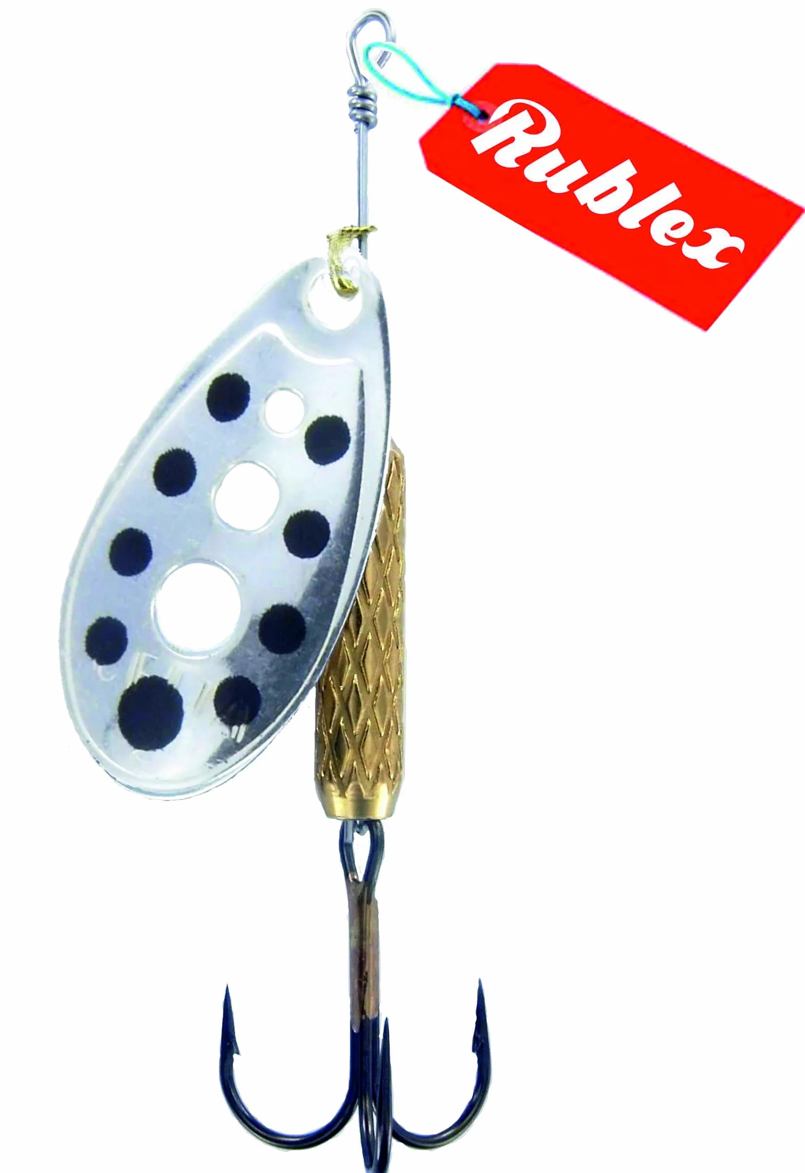 Pack de 5 Cucharillas de Pesca C-Turbo-5 APN | Cebo Artificial de Pesca con Sistema de Clip y Acción de Giro Mejorado, Plata Puntos Negros, 9gr