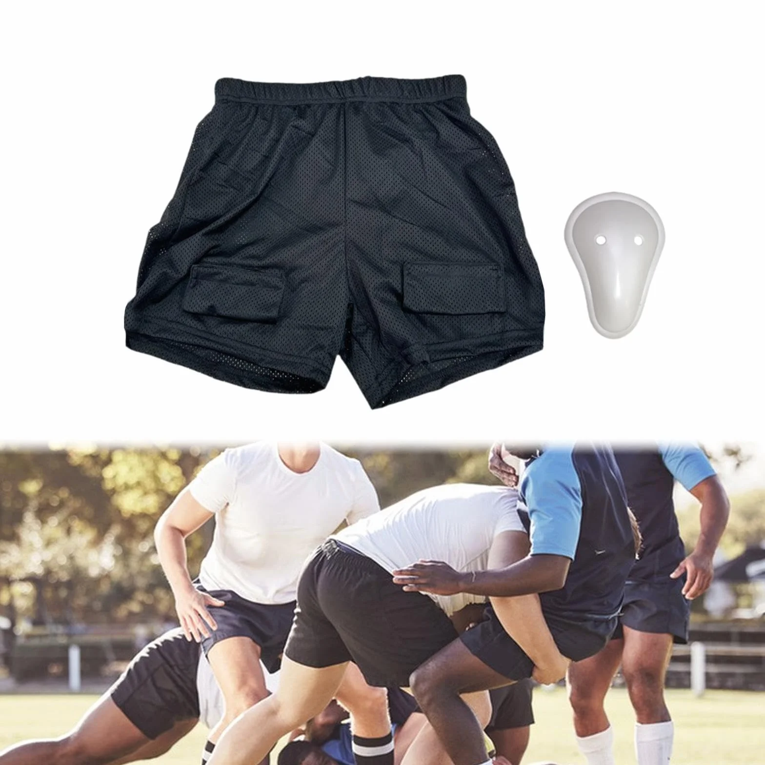 LOVIVER Pantalones Cortos de Hockey para Hombre, Malla Transpirable, Soporte Y Protección