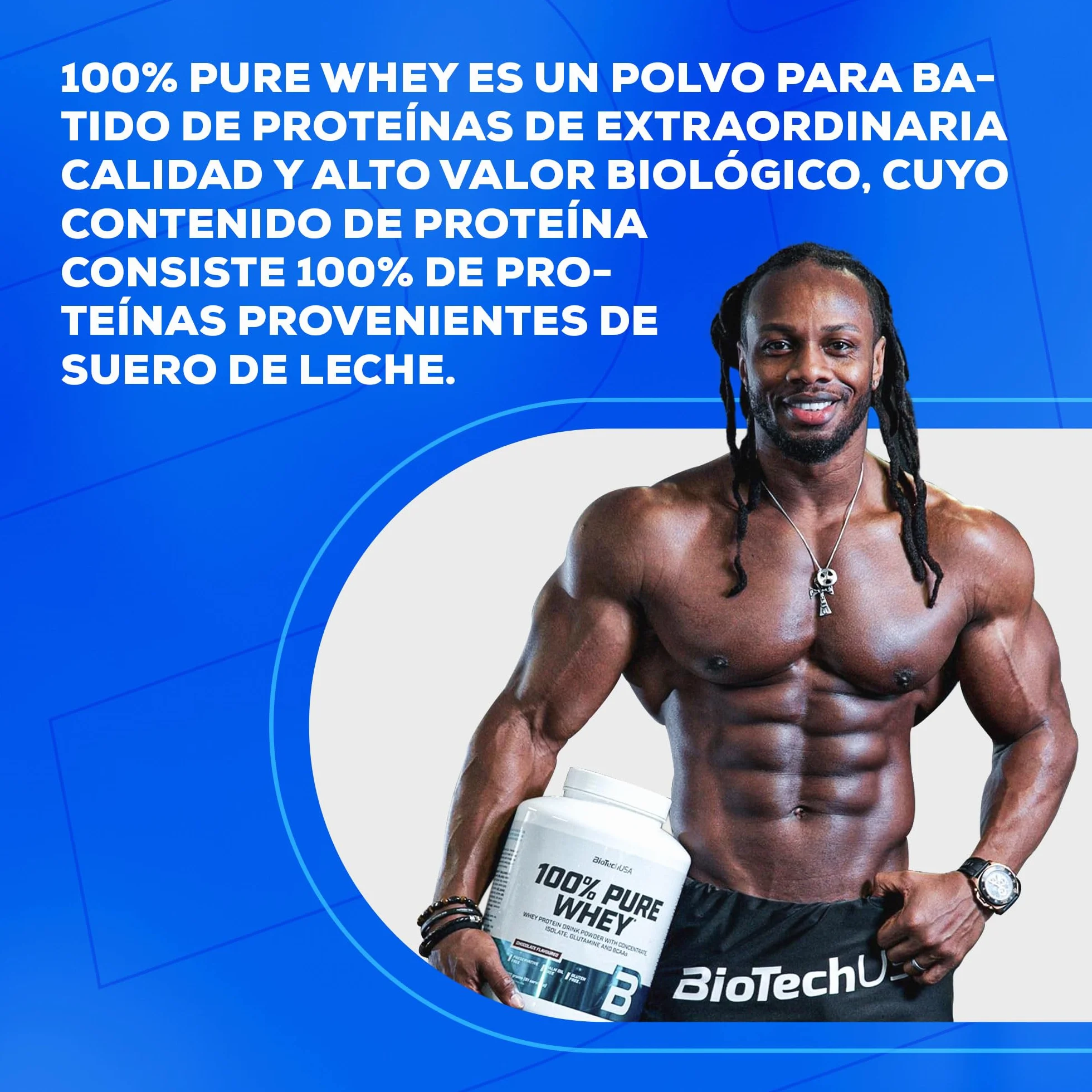 BioTechUSA 100% Pure Whey Proteína en Polvo 2 kg Chocolate BCAA Glutamina Sin Gluten