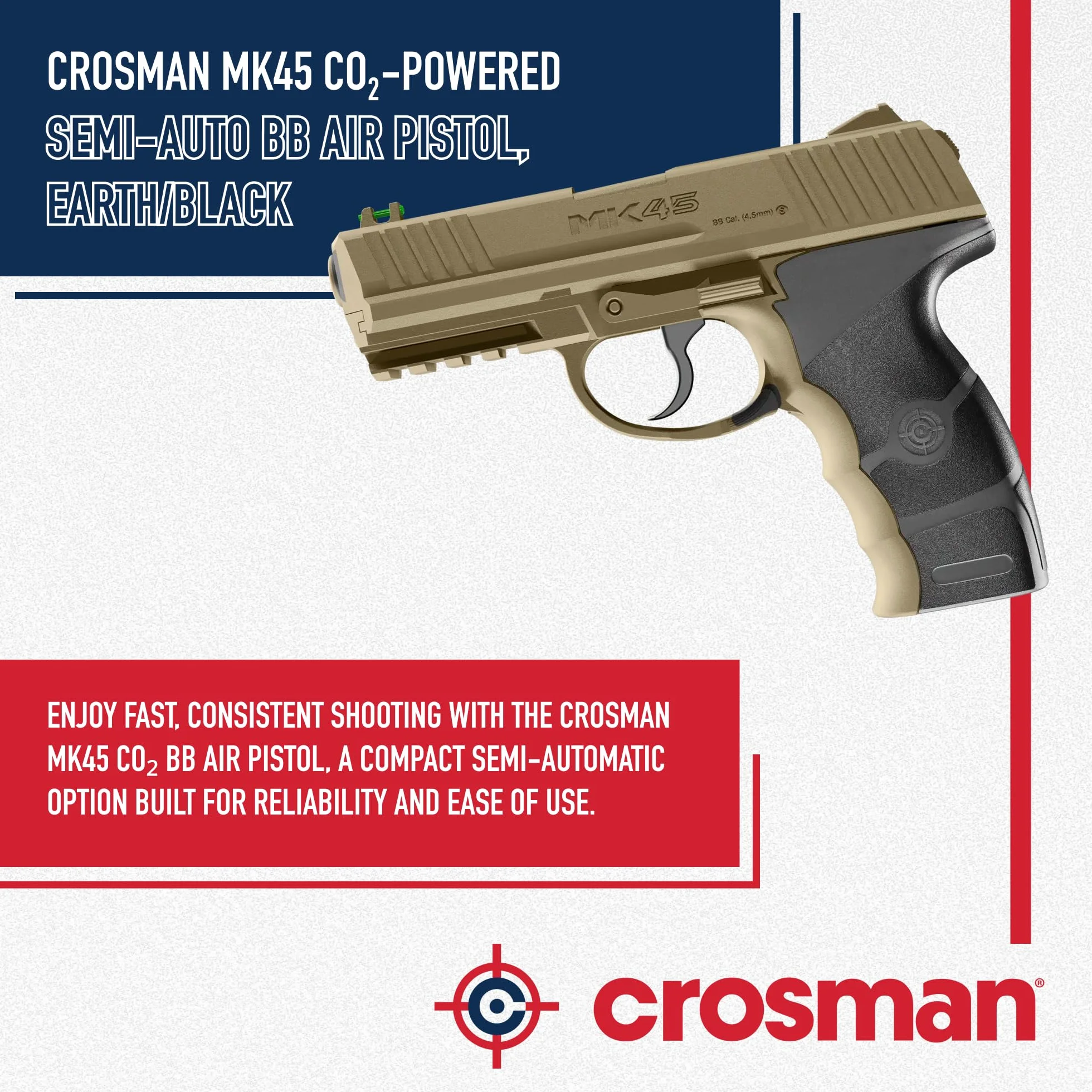 Crosman MK45 CO2 (4,5mm) | Pistola de Aire comprimido (balines de Acero). Arma de Co2. Calibre 4,5mm