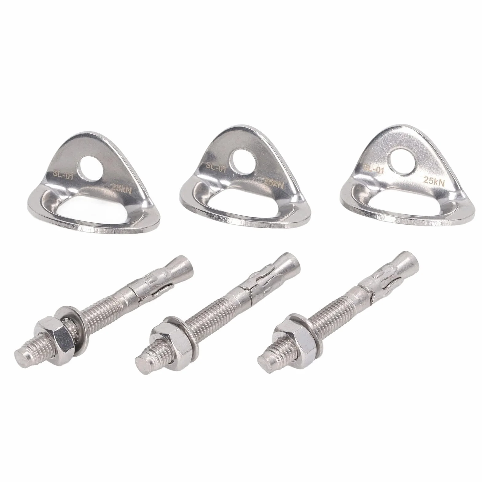Alomejor 3 Pares de Mangos de Escalada de Acero Inoxidable, Juego de Pernos de Escalada para Muro de Escalada Interior y Exterior, Anclajes de Escalada de Montaje rápido para ejerc