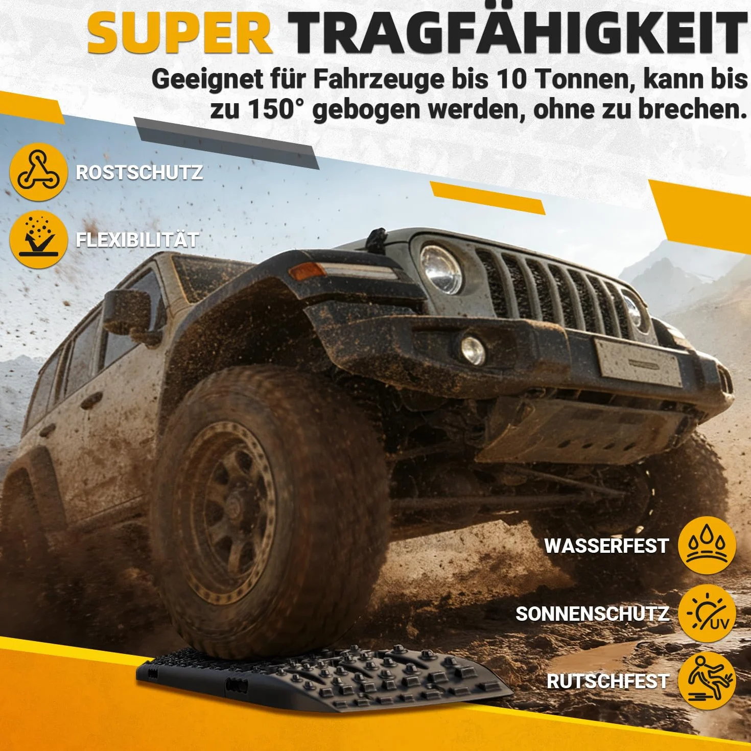 Gimisgu 2 placas de arena Offroad de plástico, ayuda de arranque, tabla de recuperación 10T para todoterrenos