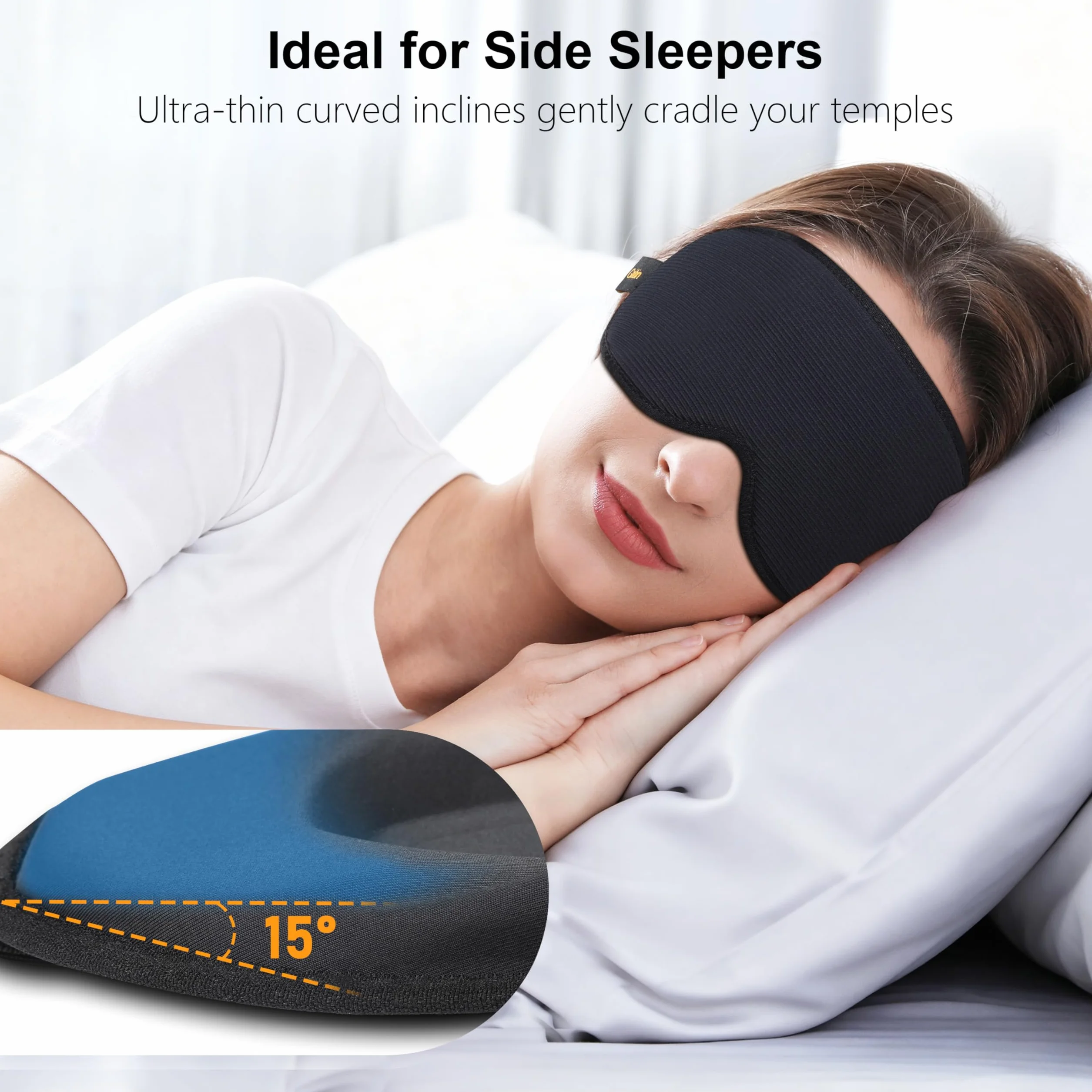 Gritin Antifaz para Dormir, Máscara de Dormir sin Presión Ocular, Correa Ajustable y Tapones, Ultrasuave para Viajar