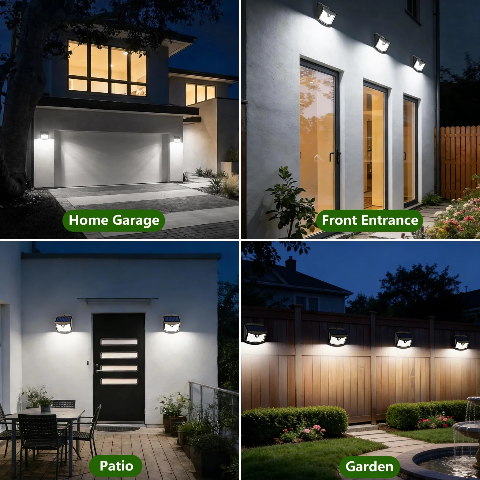 Focos LED Exterior Solares 2 Paquete IP65 Impermeable Sensor Movimiento Blanco Frío