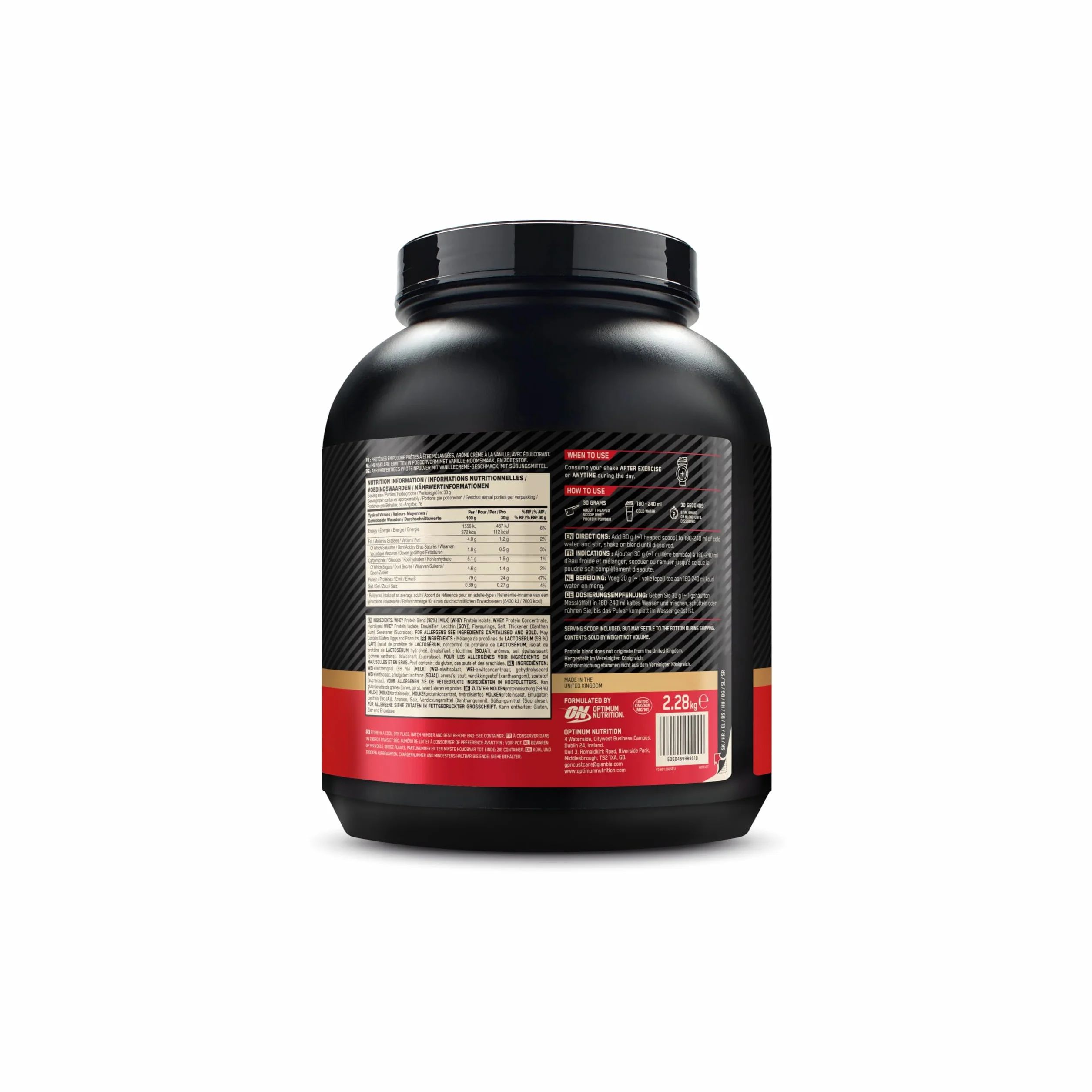 Optimum Nutrition Gold Standard 100% Whey Proteína Crema de Vainilla Francesa 2.28kg 76 Servicios