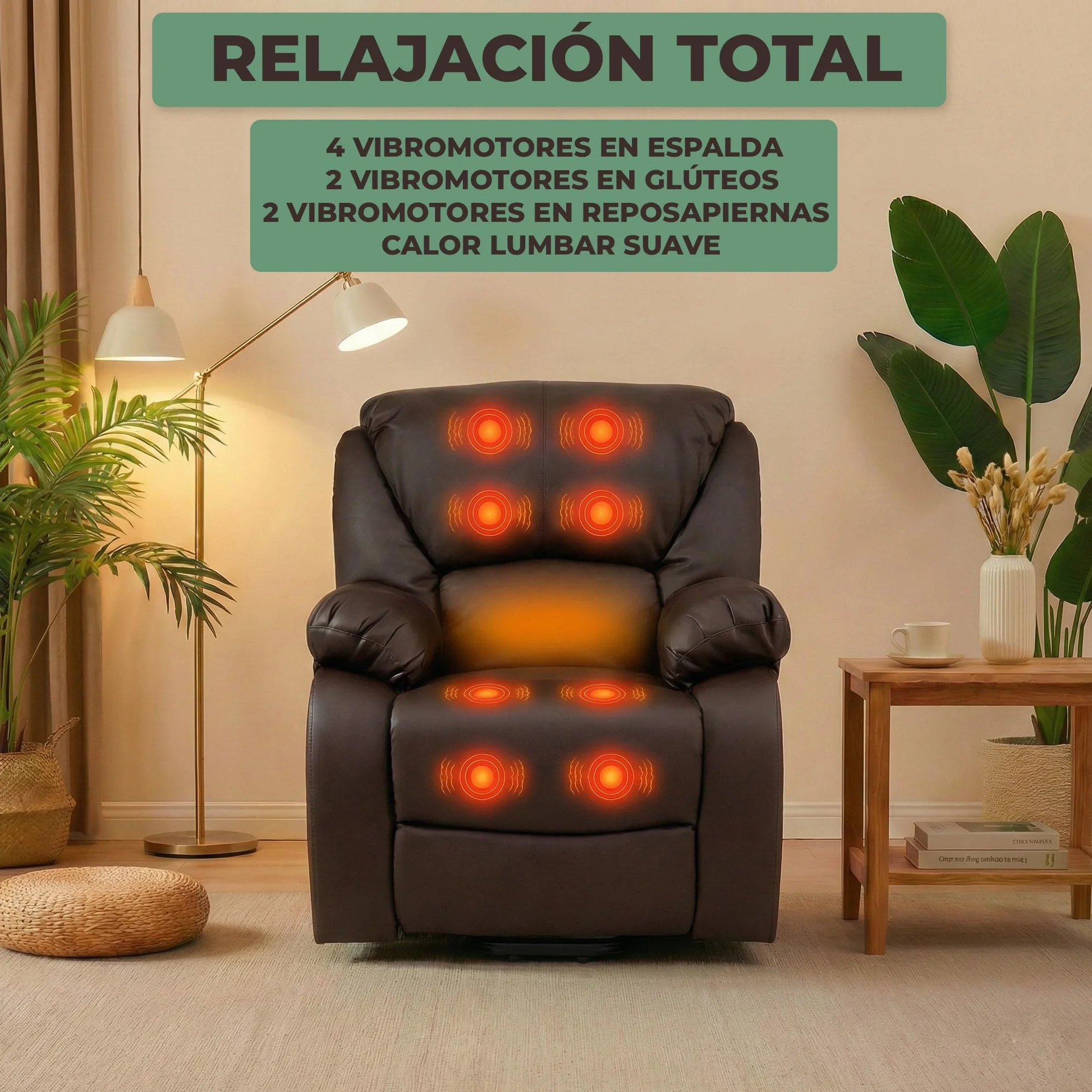 Sillon de Relax Reclinable Electrico con Masaje y Calor Lumbar para Personas Mayores