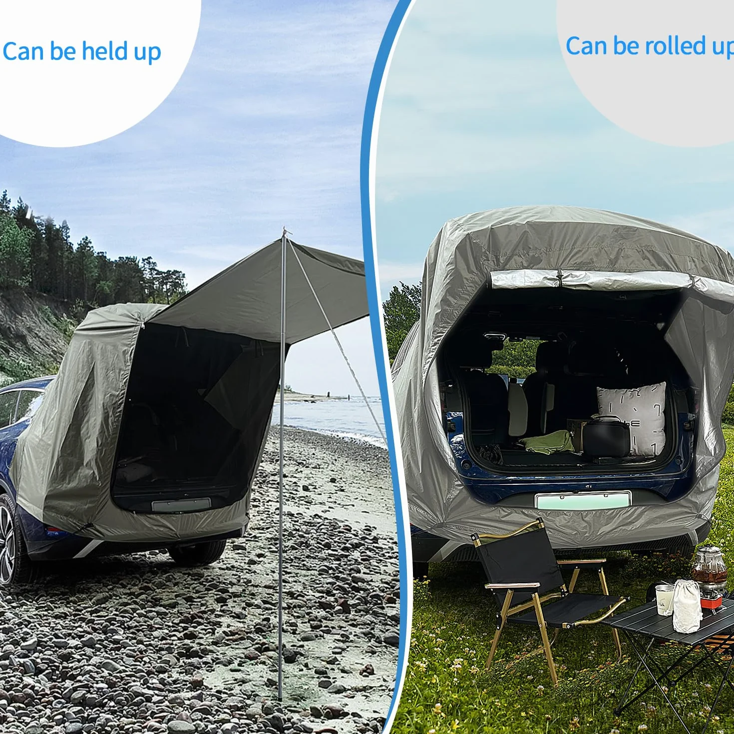 Tienda de Campaña para Coche, Carpa para Portón Trasero con Mosquitera, a Prueba de Viento, Protector Impermeable AutomóVil para SUV, Toldo para Auto para Acampar y Aventuras al Aire Libre, Caqui