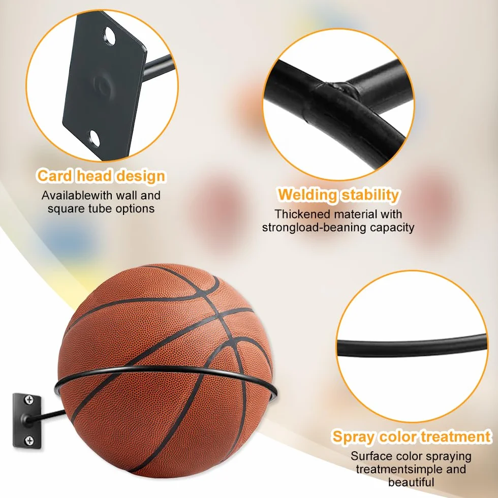 mizikuu Soporte de Pared para Balones de Exhibición, 10 Piezas Metal Soporte de Exhibición de Pelota y 20 Tornillos Universal Soporte de Pelota para Baloncesto, Fútbol, Rugby, Voleibol, Pantalla