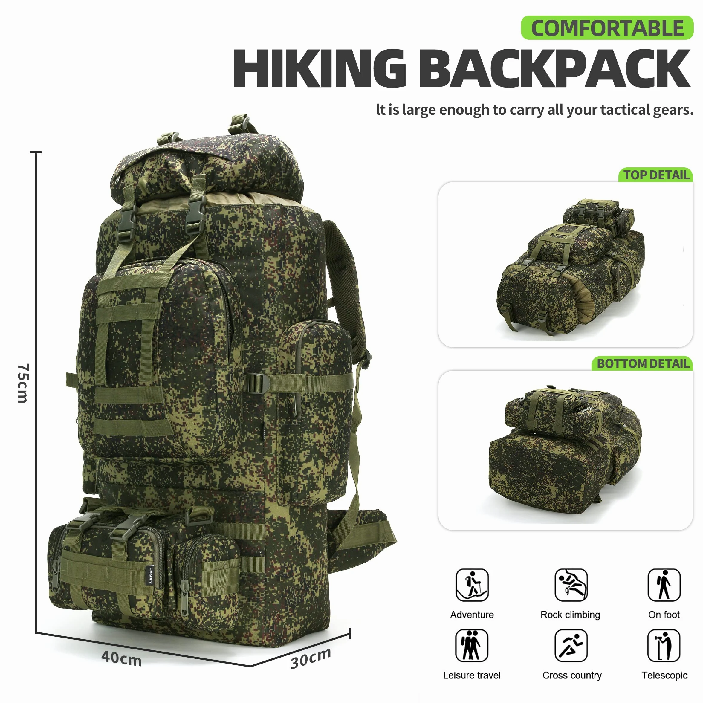 King'sGuard 6se Mochila de senderismo para camping de 100 litros Hombre (Pack de 1)