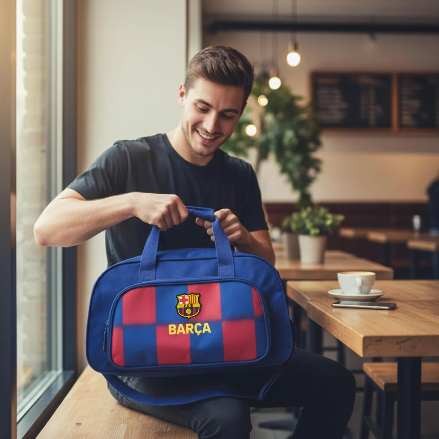 Mochila FC Barcelona unisex asas ajustables, ligera y cómoda, ideal para escuela y actividades diarias, mochila barça