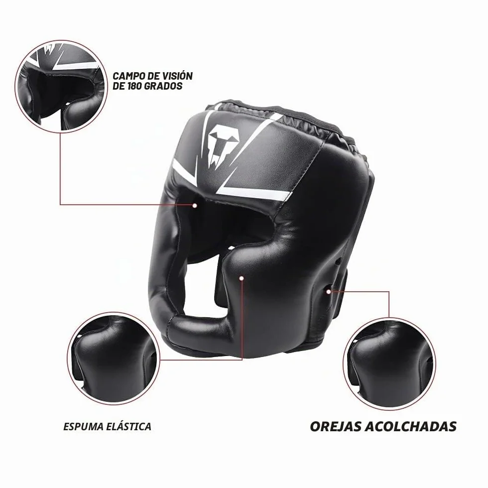 LangRay Casco de Boxeo para niños y Adultos Protector de Cabeza con Malla para Sparring Karate Taekwondo