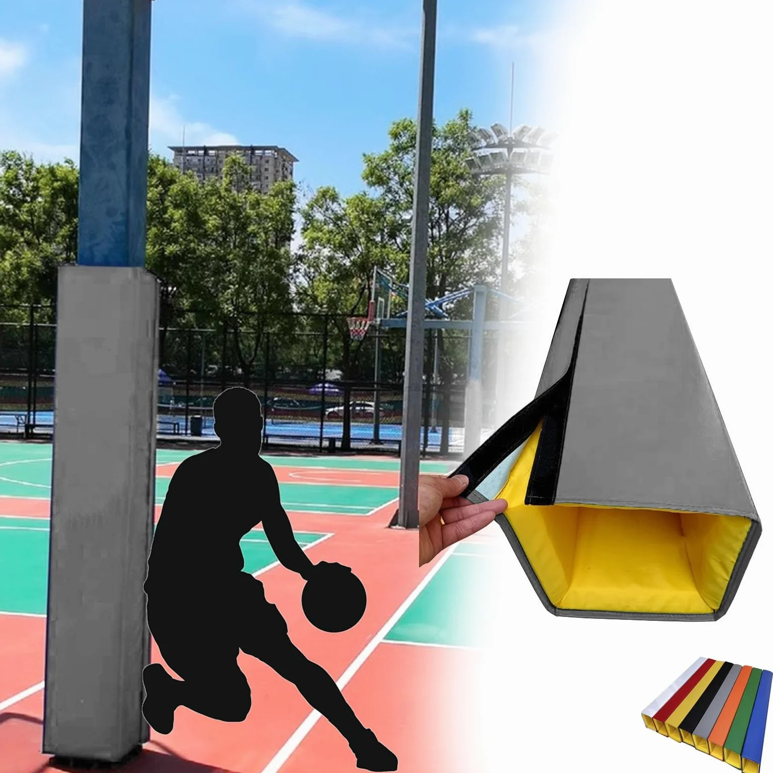 Genérico Protector de Postes para Aros de Baloncesto y Voleibol Resistente a los Rayos UV, de 30 x 30 cm (12 x 12 Pulgadas), para Postes Cuadrados, Funda de Seguridad Duradera para Equipos Deportivos
