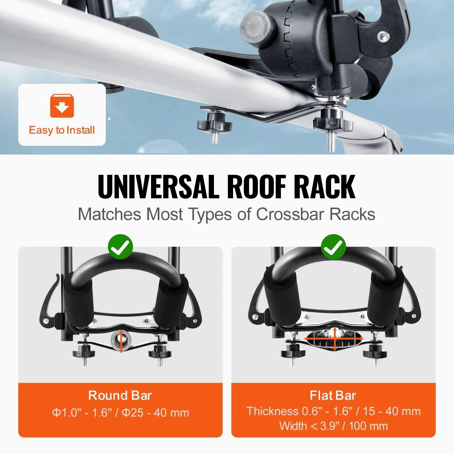 Delantero Y Trasero Baca Portaequipajes Kayak 2 Pares Blando Barra J Montaje Superior Plegable Rápido Soporte Amarre Tabla Surf Canoa Esquí Barras Coche(Unfoldable 2pcs)
