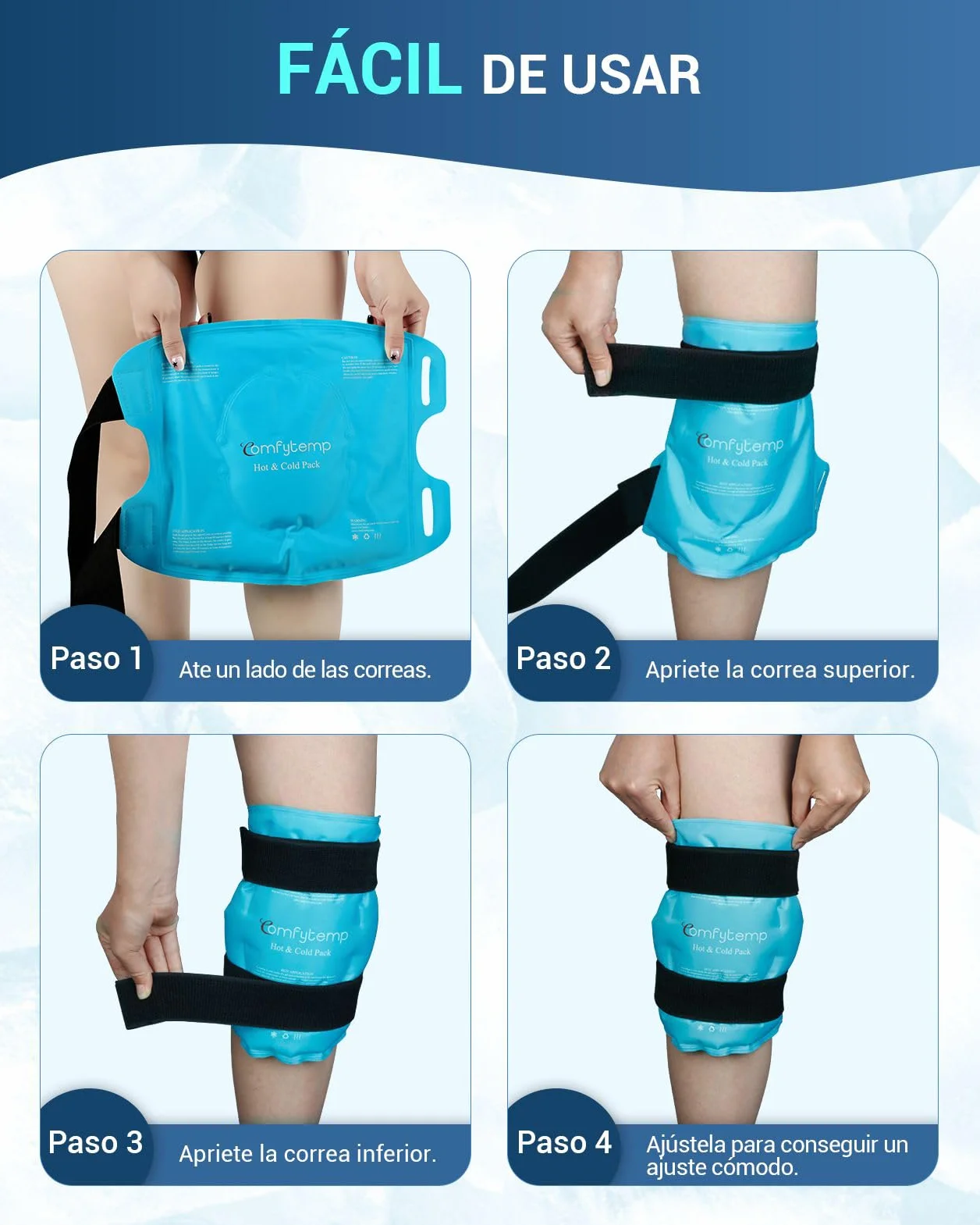 Comfytemp Bolsa de Hielo para Rodilla, Terapia Frío Caliente Reutilizable, Gel para Lesiones, Hinchazón, Esguinces