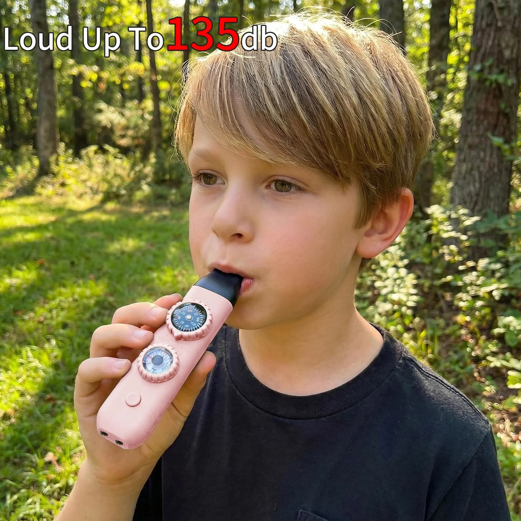 Silbato de emergencia multifuncional de supervivencia para niños con brújula, senderismo, supervivencia, termómetro y cordón para el cuello, equipo de seguridad de emergencia para senderismo, camping