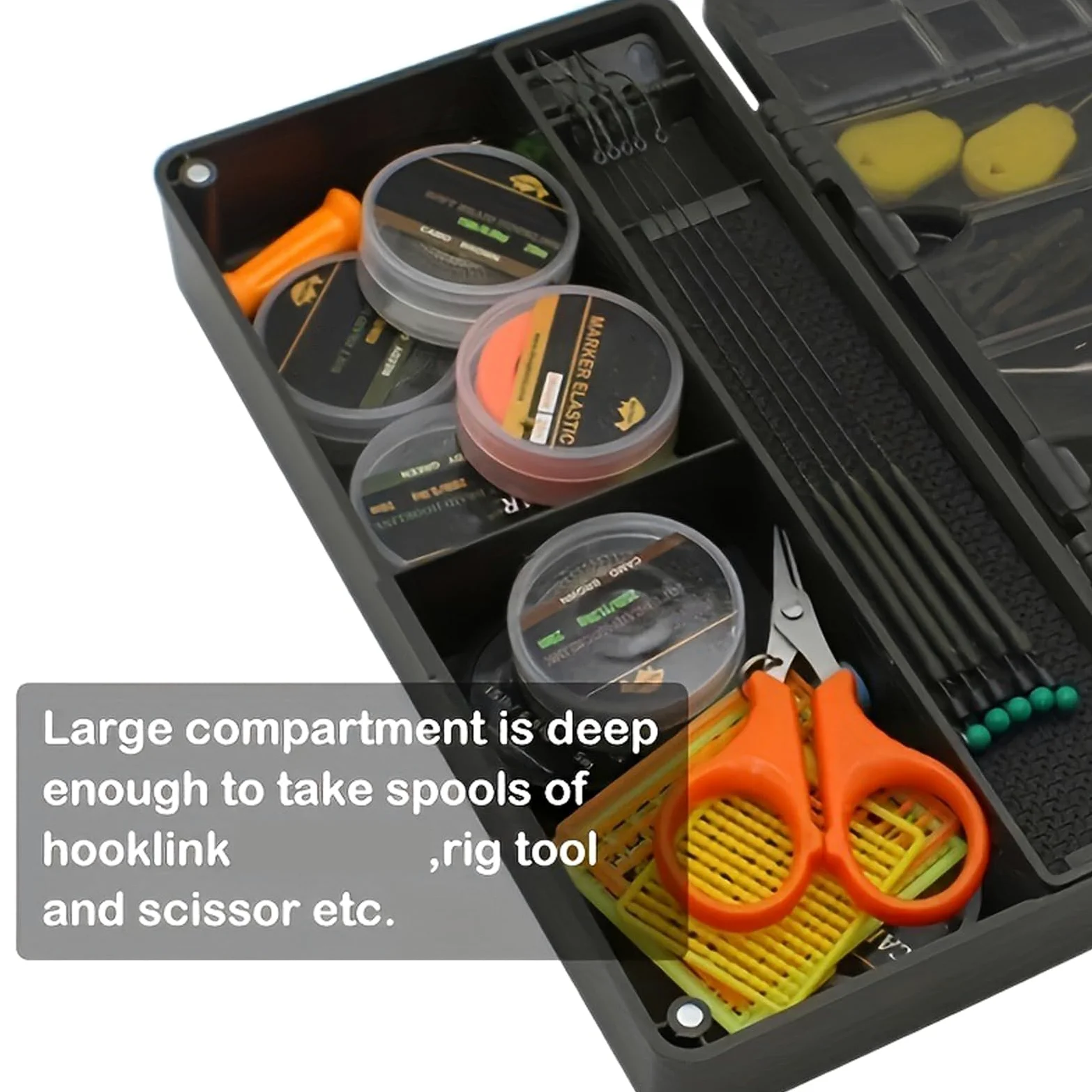Caja de aparejos de pesca con pasador de aparejo, caja de almacenamiento de aparejos de pesca, contenedor de accesorios de pesca, caja de almacenamiento fácil de transportar