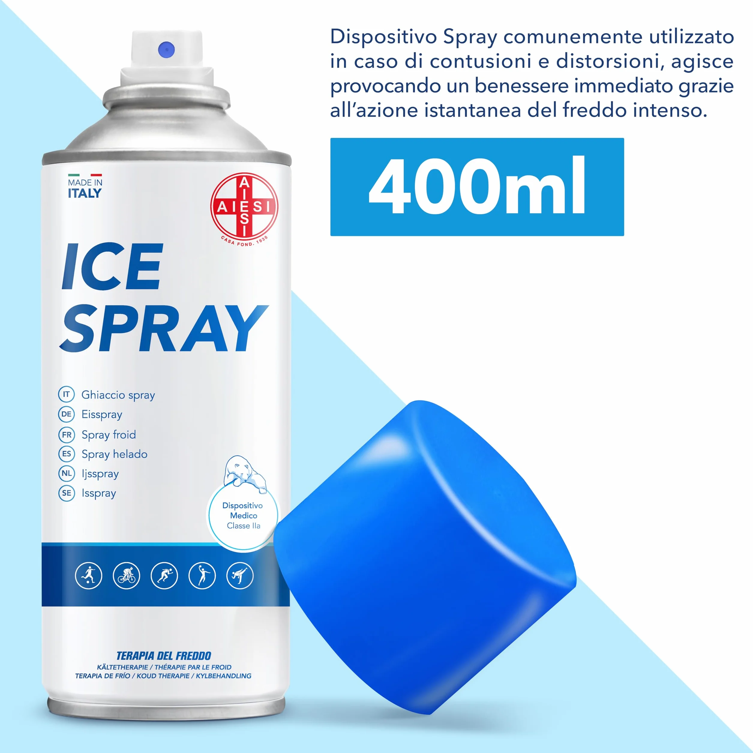 AIESI Hielo Spray instantáneo con MENTOL 400 ml ICE SPRAY Made in Italy