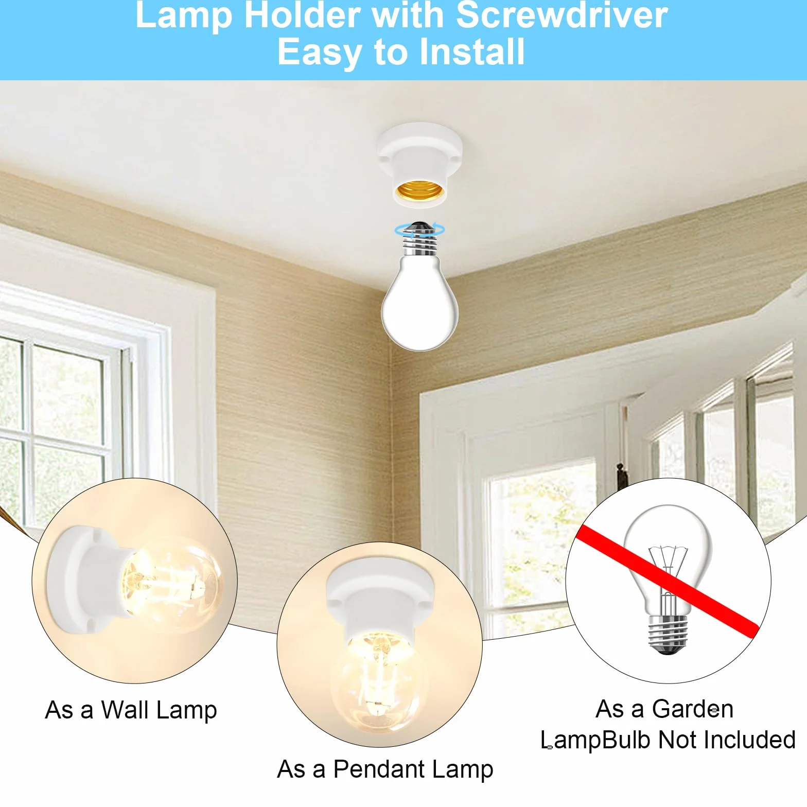 DAWRIS 4 piezas portalámparas impermeables E27 plástico ABS techo blanco