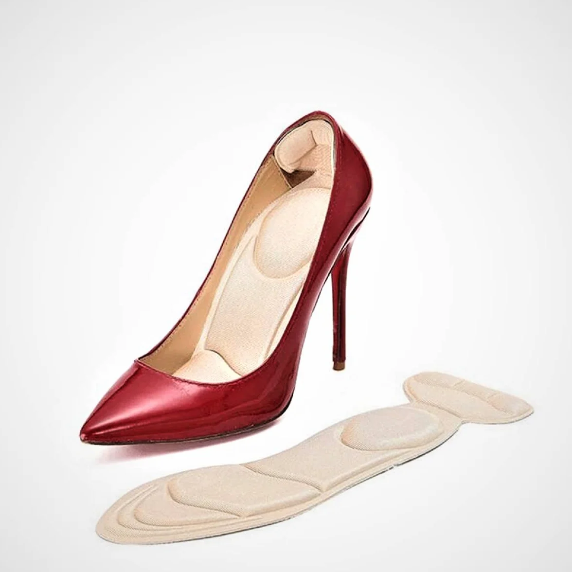 Plantillas Invisibles Viscoelásticas para Tacones Mujer con Protector de Talón Autoadhesivas Antirozaduras Beige