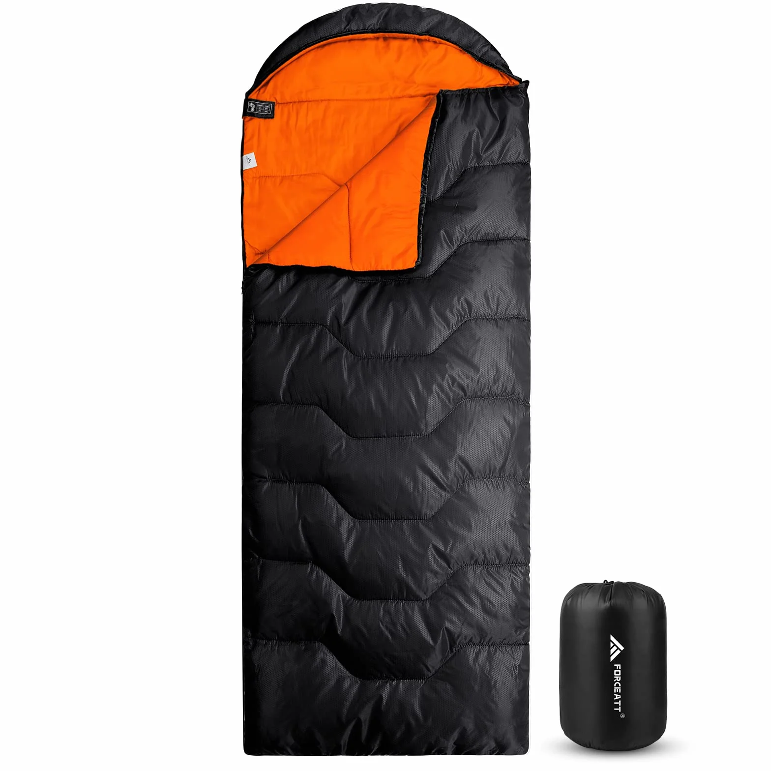Forceatt Saco de Dormir-5°C/10°C Rectangular para Acampar, para 3-4 Estaciones, con Bolsa de compresión y Capucha para Viajes, Camping, Senderismo -5°C-15°C