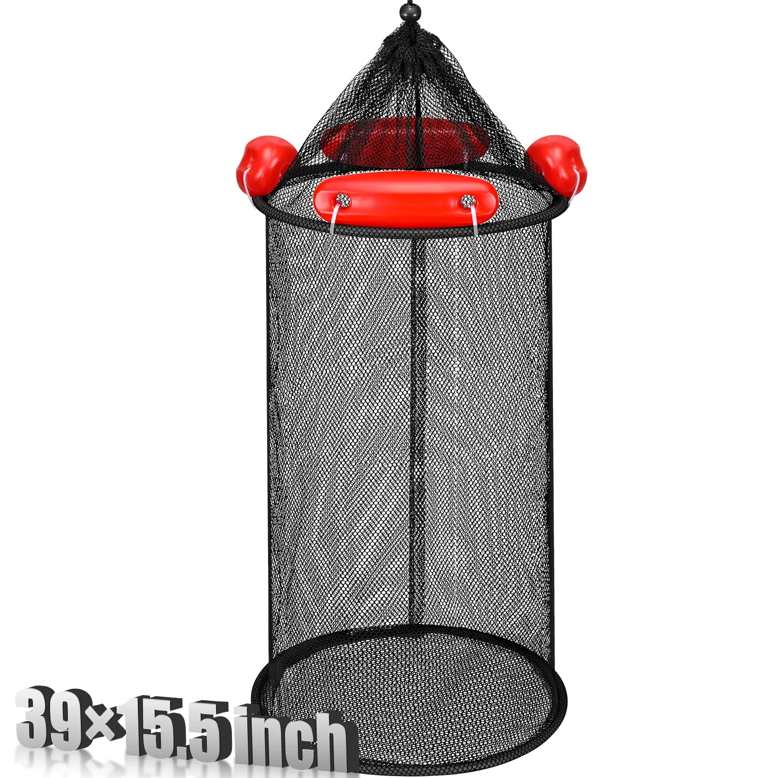 Cesta de pesca flotante plegable grande para peces, cesta de pesca flotante, cubo de red para almacenamiento de cebo, jaula para mantener camarones de pececillos
