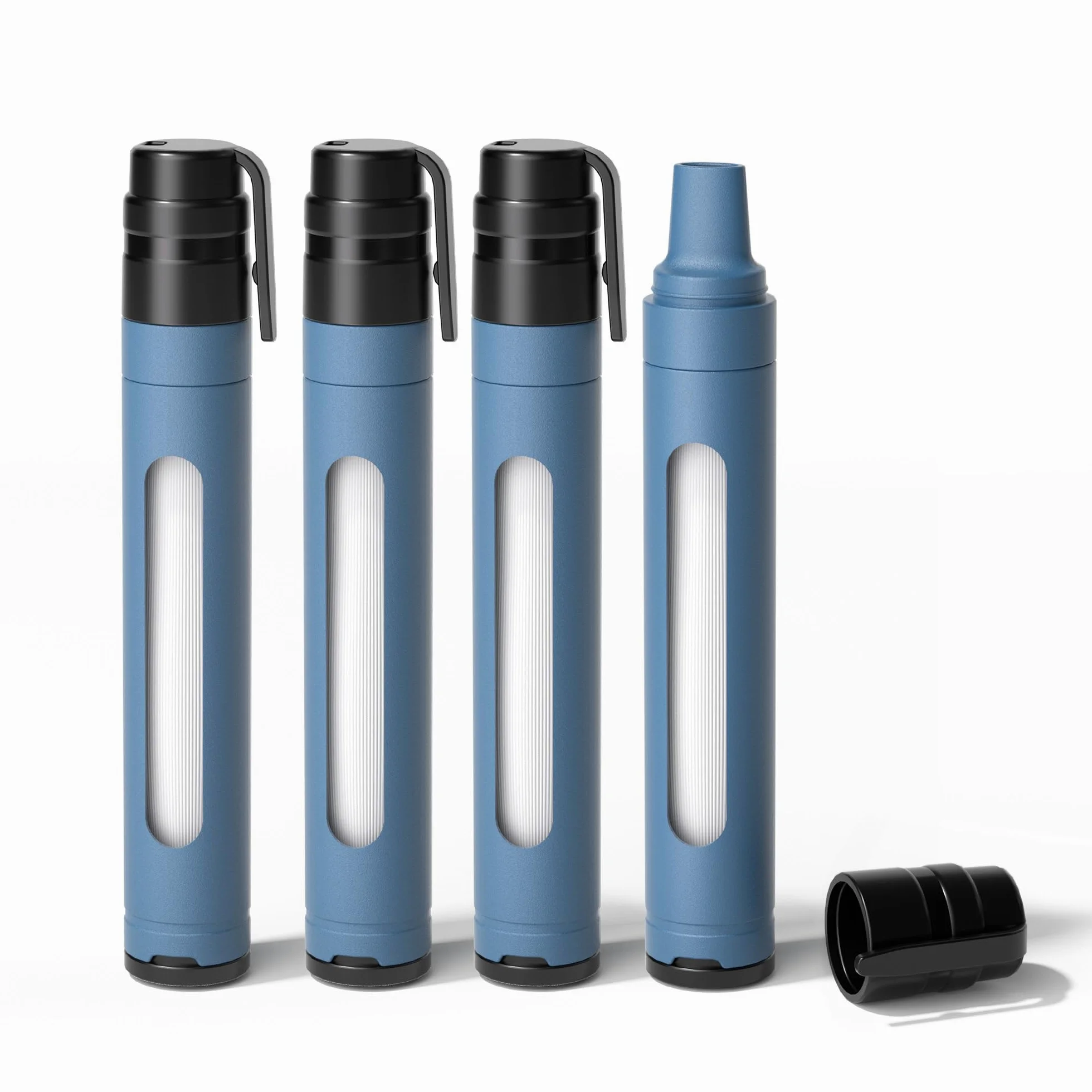 Filtro de Agua Portátil de 0.01µm con Ventana Visible, Purificador para Acampar y Senderismo, Filtro Personal Ligero de 50g para Mochila, Supervivencia y Viajes (Azul 4)