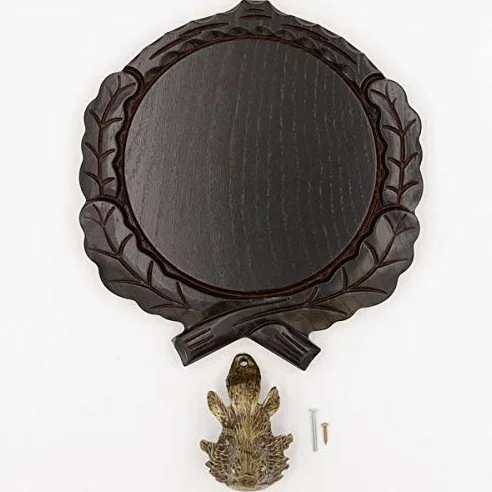 Placa de cuña tallada oscura AF 17,5 cm con 1 pieza de cabeza de cuña pequeña placa cuña, tabla de especias, cartel trofeo.