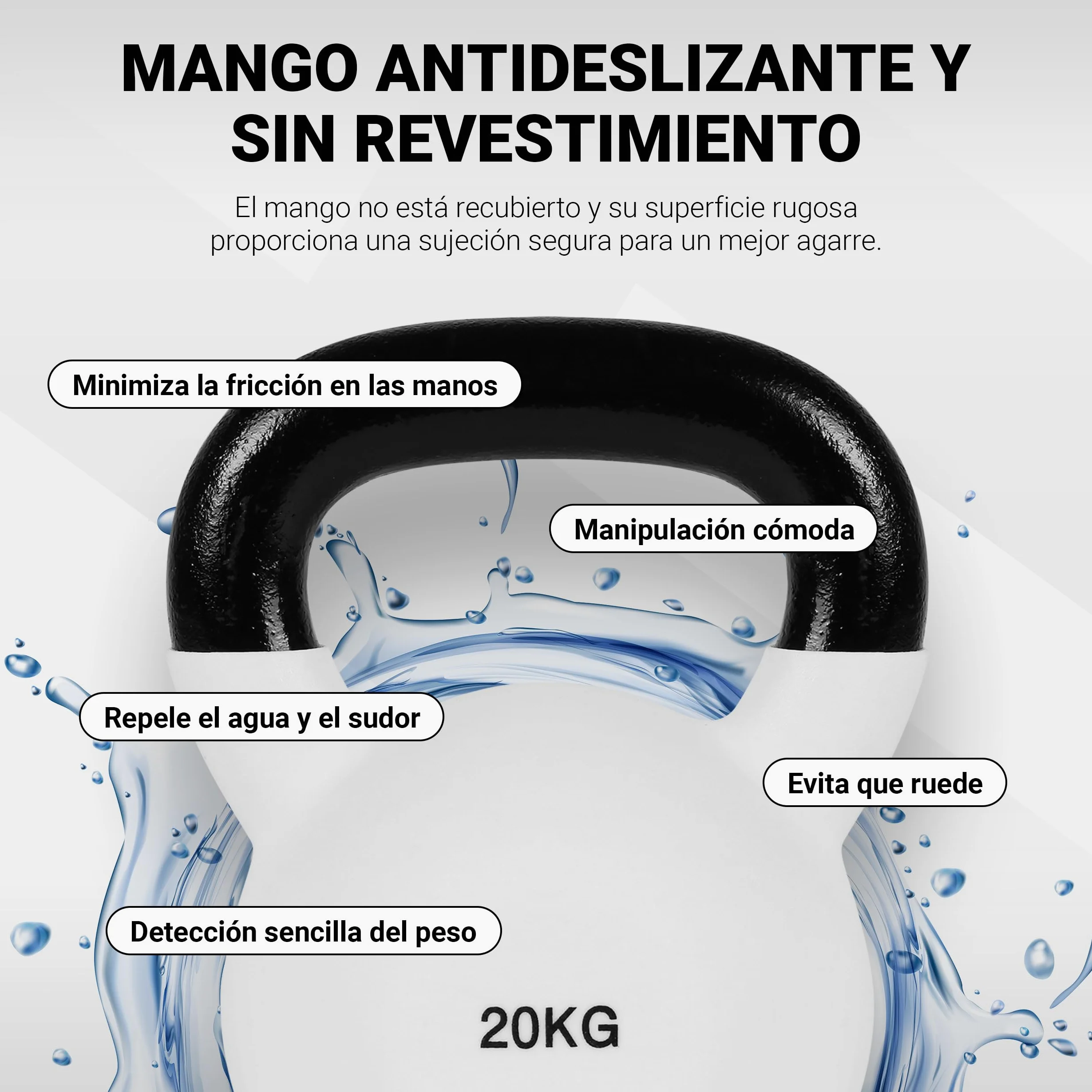 Kettlebell Profesional Neopreno 2-30 kg con póster de ejercicios, Pesas