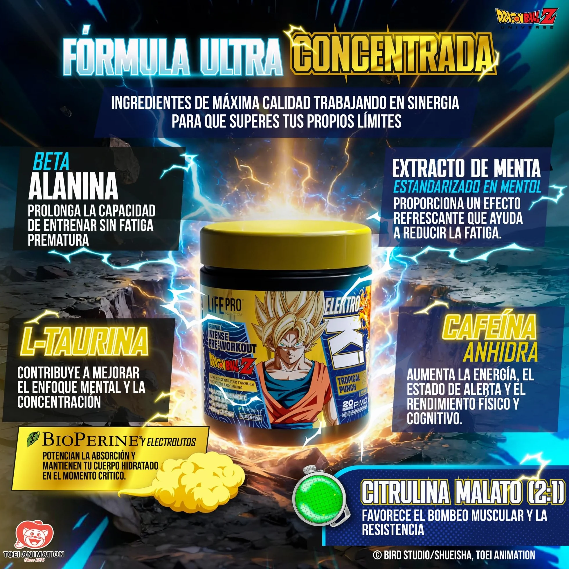 Life Pro Elektro Ki Dragon Ball Z Limited Edition Preentreno 400g Tropical Punch