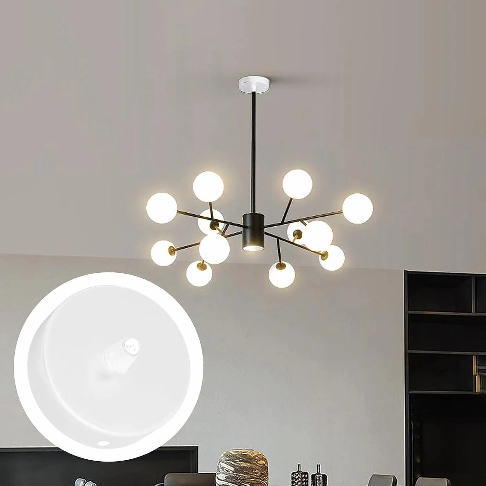 Rosetón Lampara Techo Blanco 80 x 25 mm Metálico 2 Piezas