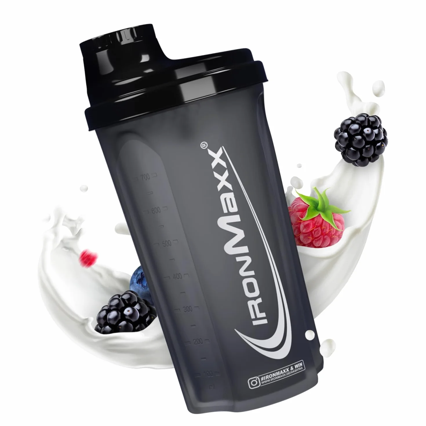 IronMaxx Protein Shaker 700ml Negro Noche Agitador de proteínas Sin BPA/DEHP hermético