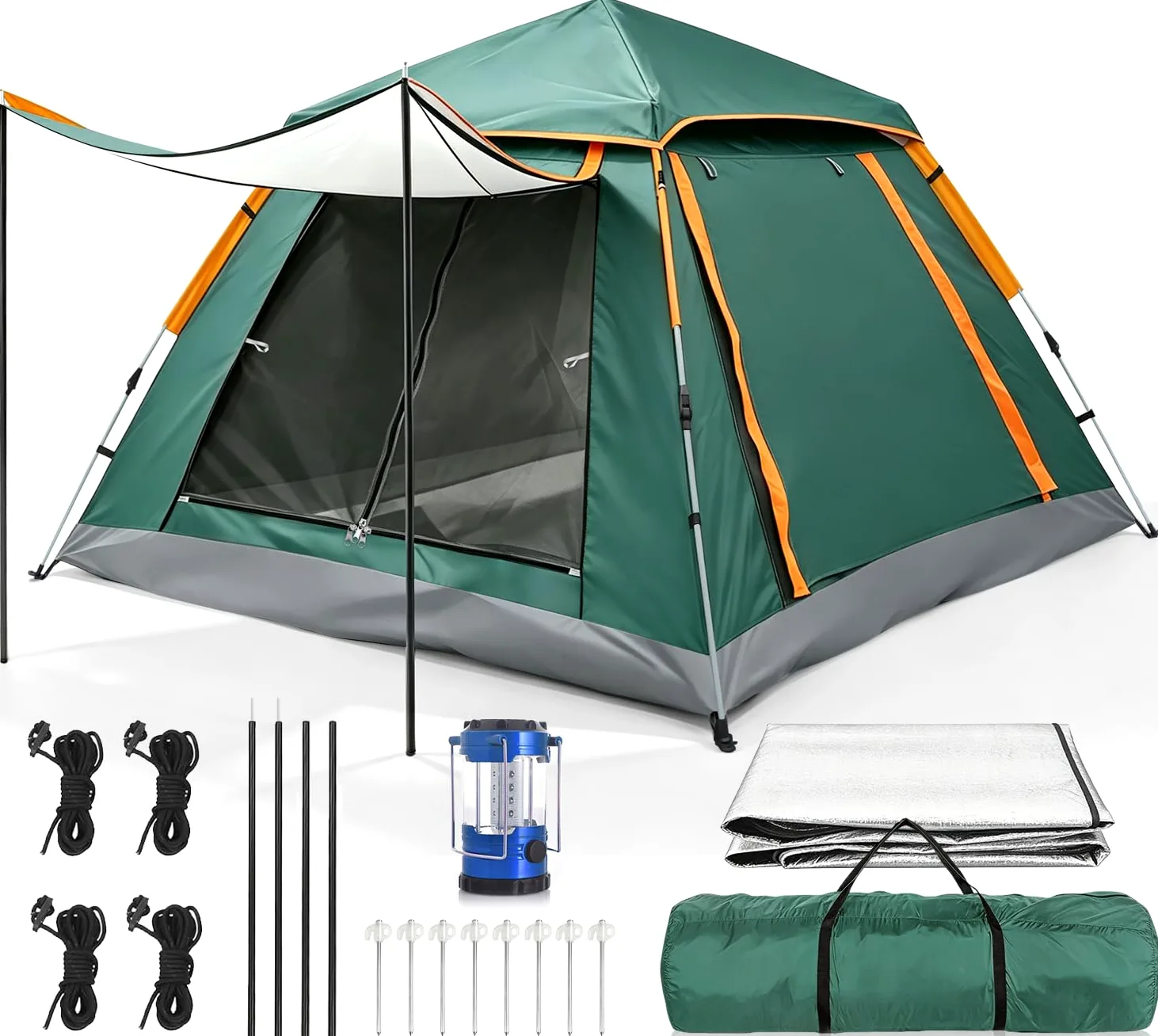 Tienda de Campaña Pop-Up Automática para 3 Personas, Tienda Tipo Cúpula Instantánea 4 Estaciones, Impermeable y Resistente al Viento, con Lona Exterior Desmontable, Ideal para Camping Familiar