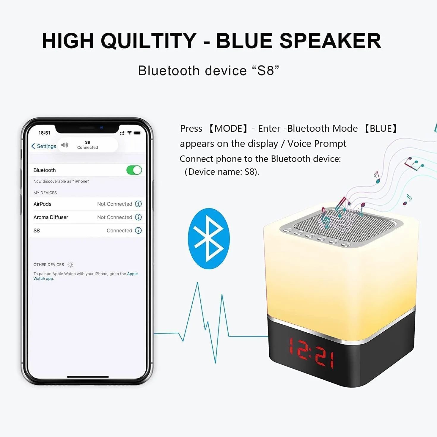 Altavoz Bluetooth con luz nocturna lámpara de ruido blanco Bebe para regalo infantil