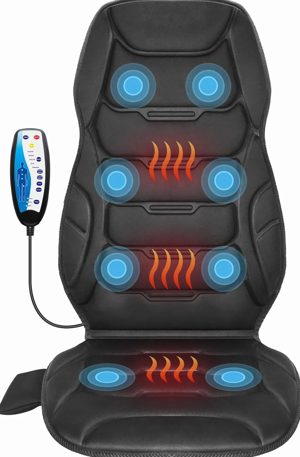 COMFIER Funda de Asiento con Masaje y Calor, Cojín de Masaje para Espalda y Cuello, Masajeador para Oficina en Casa