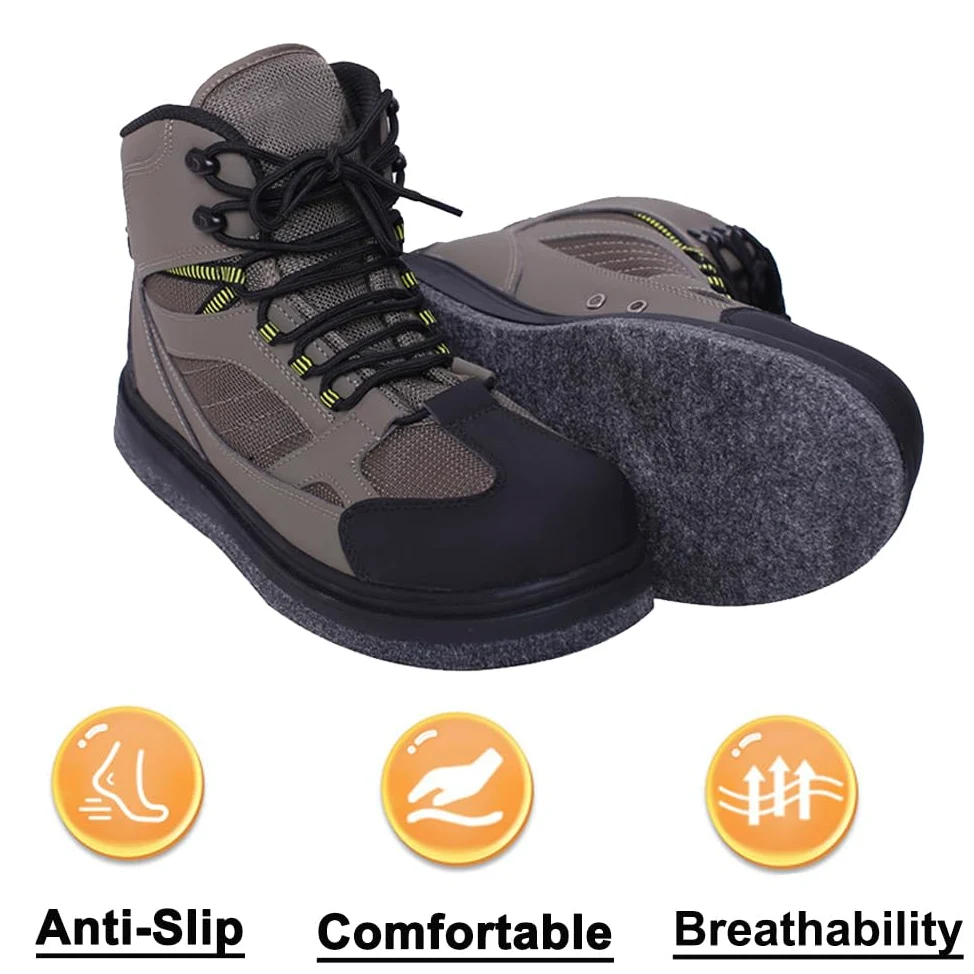 Raprance Botas de pesca para hombre, suela de fieltro y tacos de goma para pesca con mosca