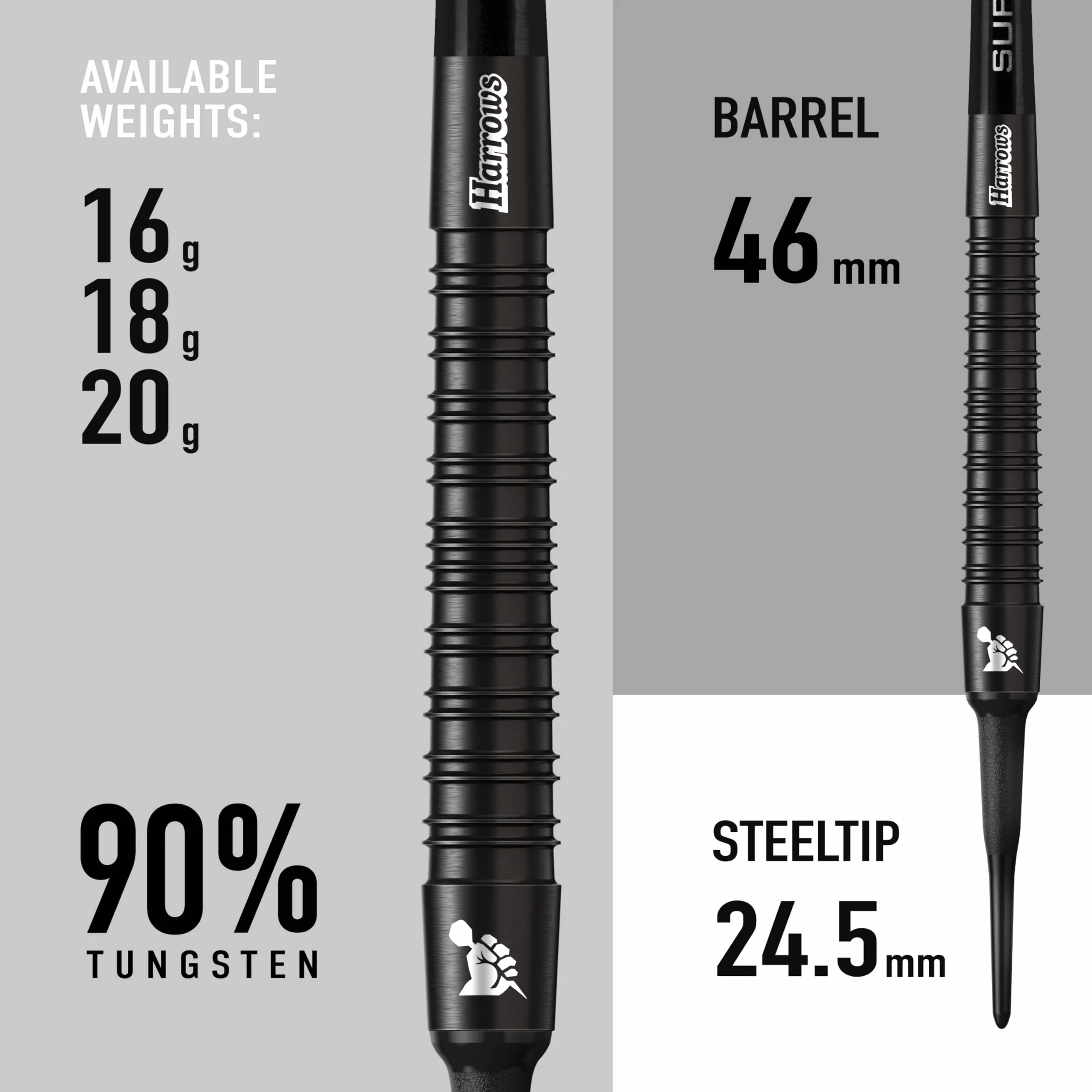 Harrows Super Grip Softdart 90% Tungsten Dardos
