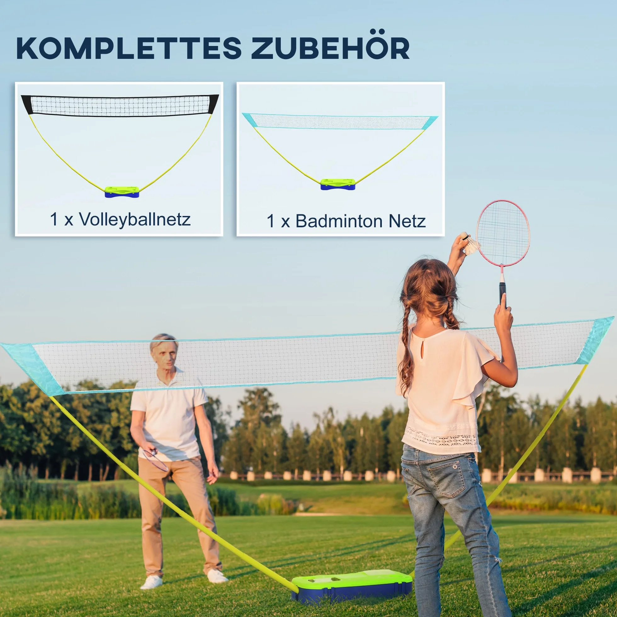 SPORTNOW Red de bádminton 2 en 1 de 4 m con Soporte y Bolsa de Transporte