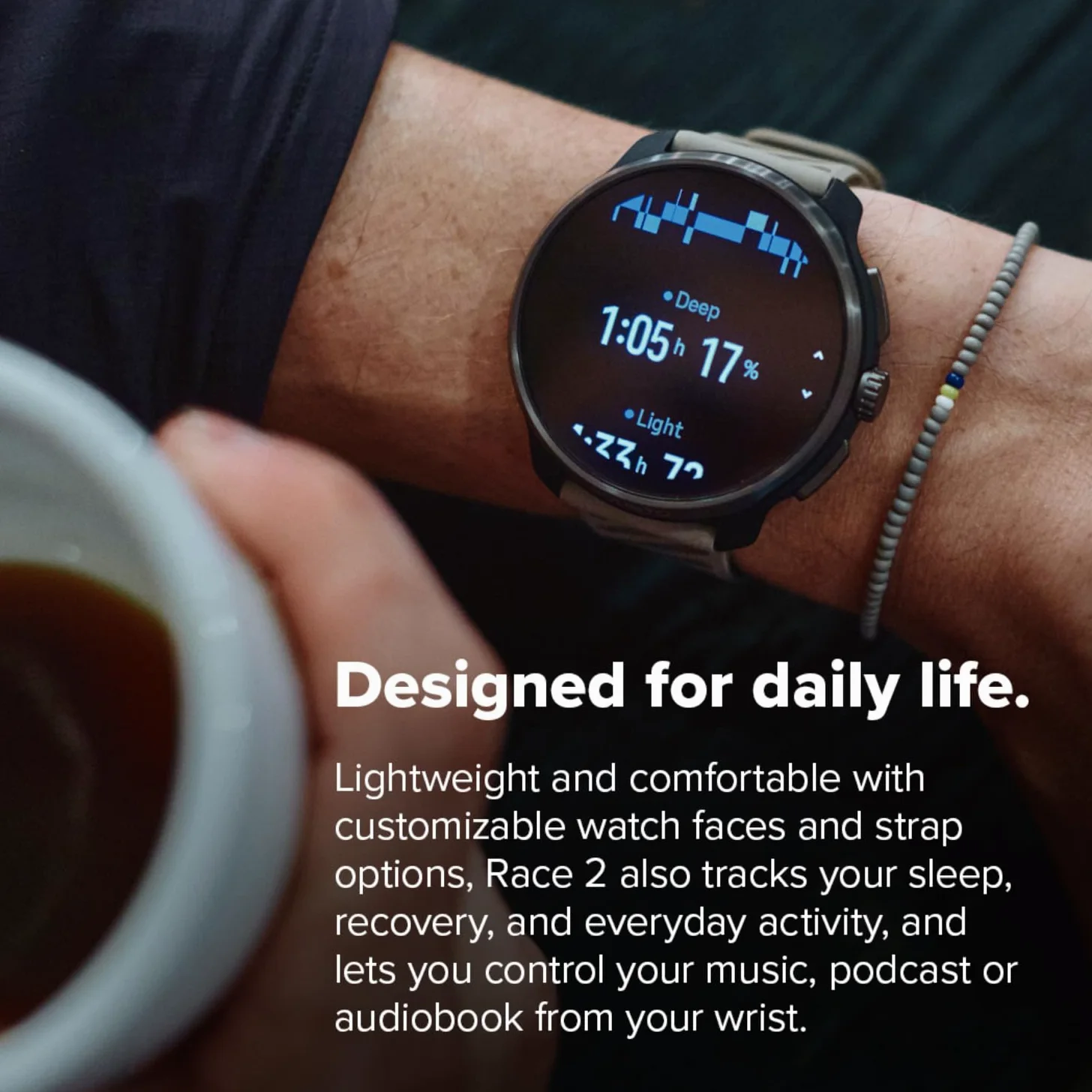 SUUNTO Reloj deportivo Race 2 GPS, pantalla táctil AMOLED de 1.5 pulgadas con corona, 16 días de duración de la batería, métricas de entrenamiento e información de recuperación, doble GNSS, mapas