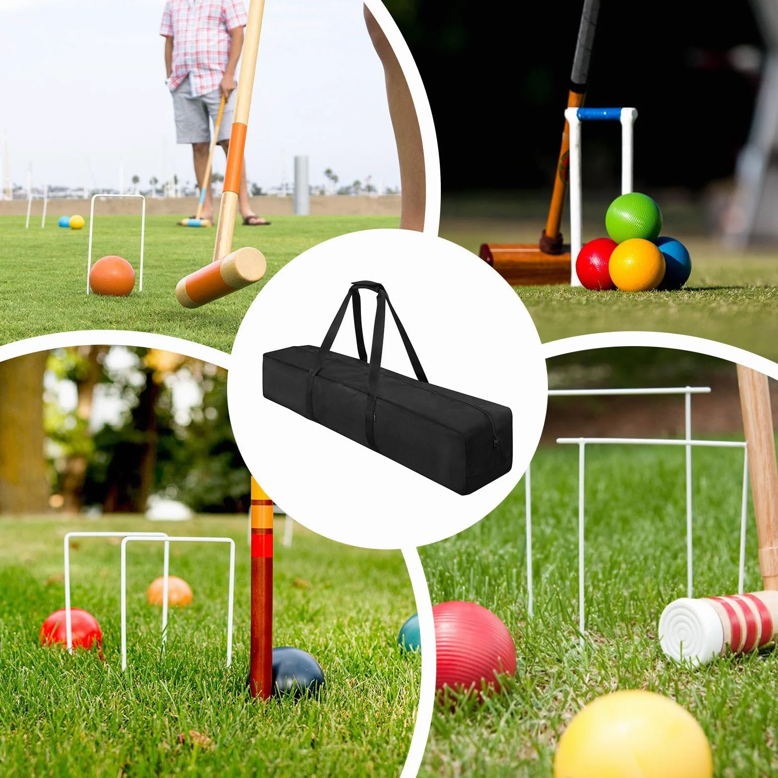 Croquet, bolsa de almacenamiento de croquet, bolsa de equipaje con cremallera, organizador de dispositivos deportivos, crocket de viaje para exteriores