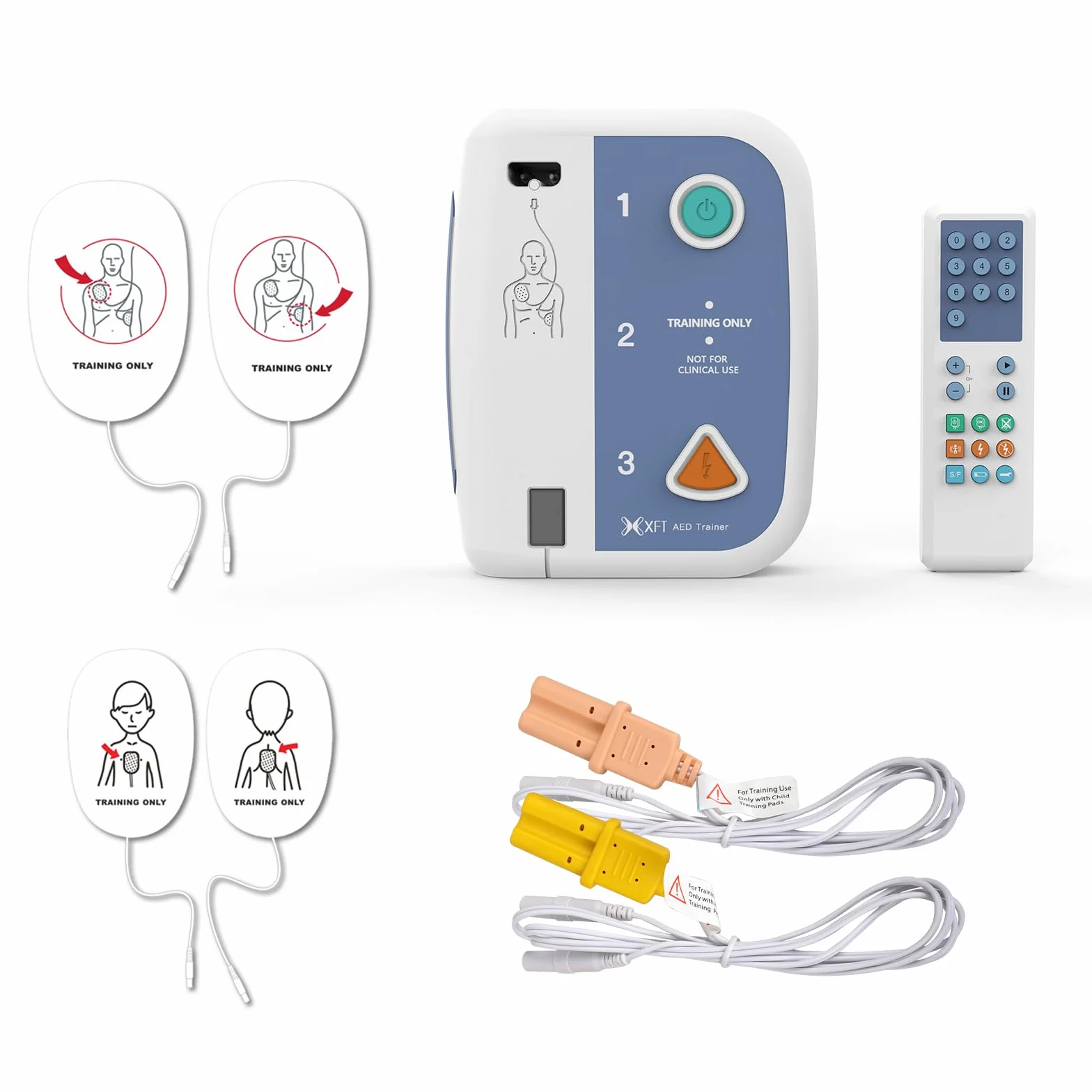 Desfibrilador de Entrenamiento AED Trainer Portátil Bilingüe Español Inglés Control Remoto 10 Escenarios XFT-120C+