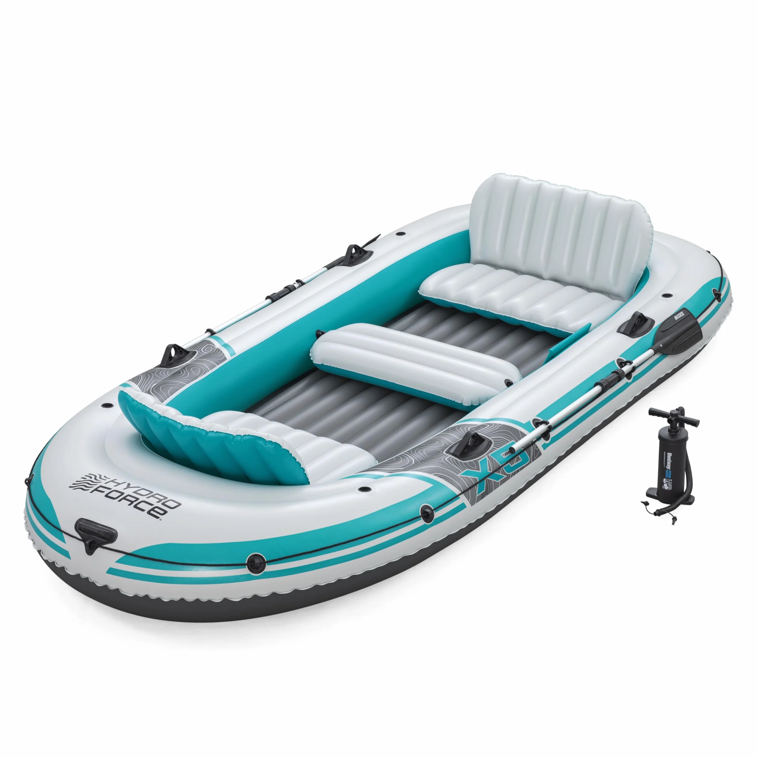 Bestway | Hydro-Force Adventure Elite X5 Inflatable Raft Set| Inflatable Boat with Hand Pump, Oars, Seats, Gear Pouch, Carry Bag | Five-Seater