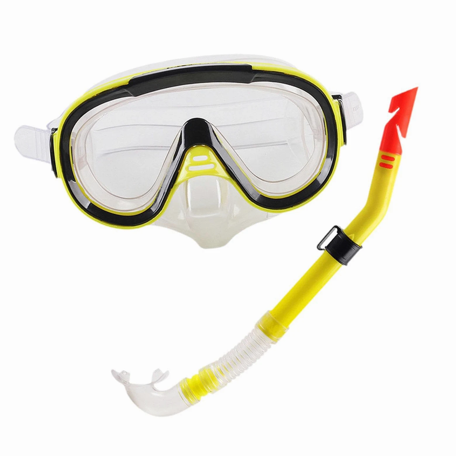 Juego de esnórquel de visión amplia, máscara de buceo, gafas de natación, gafas de buceo para bajo el agua, rojo transparente, 18,5 x 20,5 x 7 cm