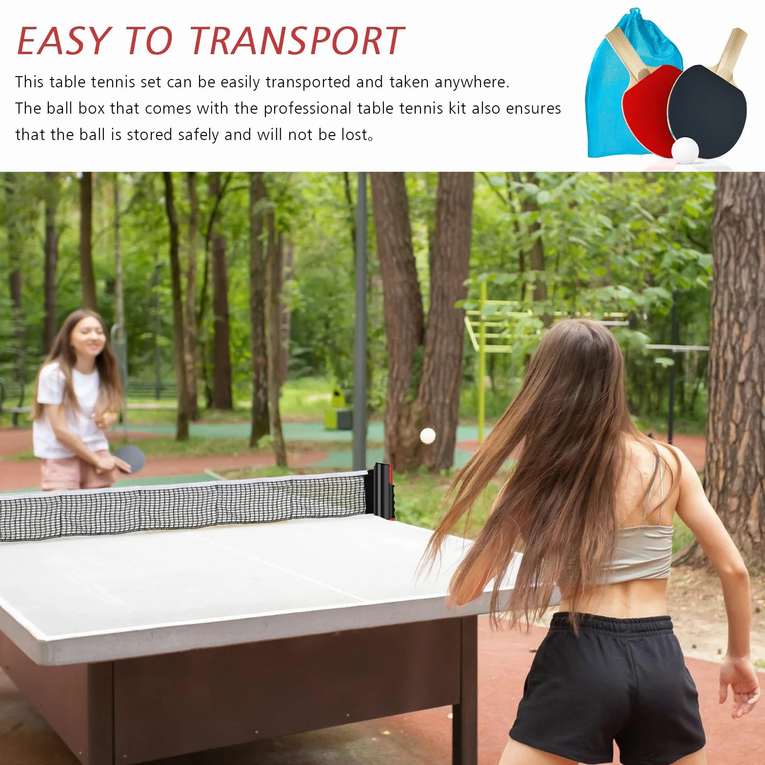 Juego de Raquetas de Ping Pong Plegables Profesional - 2 Raquetas, 6 Pelotas con Caja y Bolsa de Almacenamiento para Deportes de Interior y Exterior