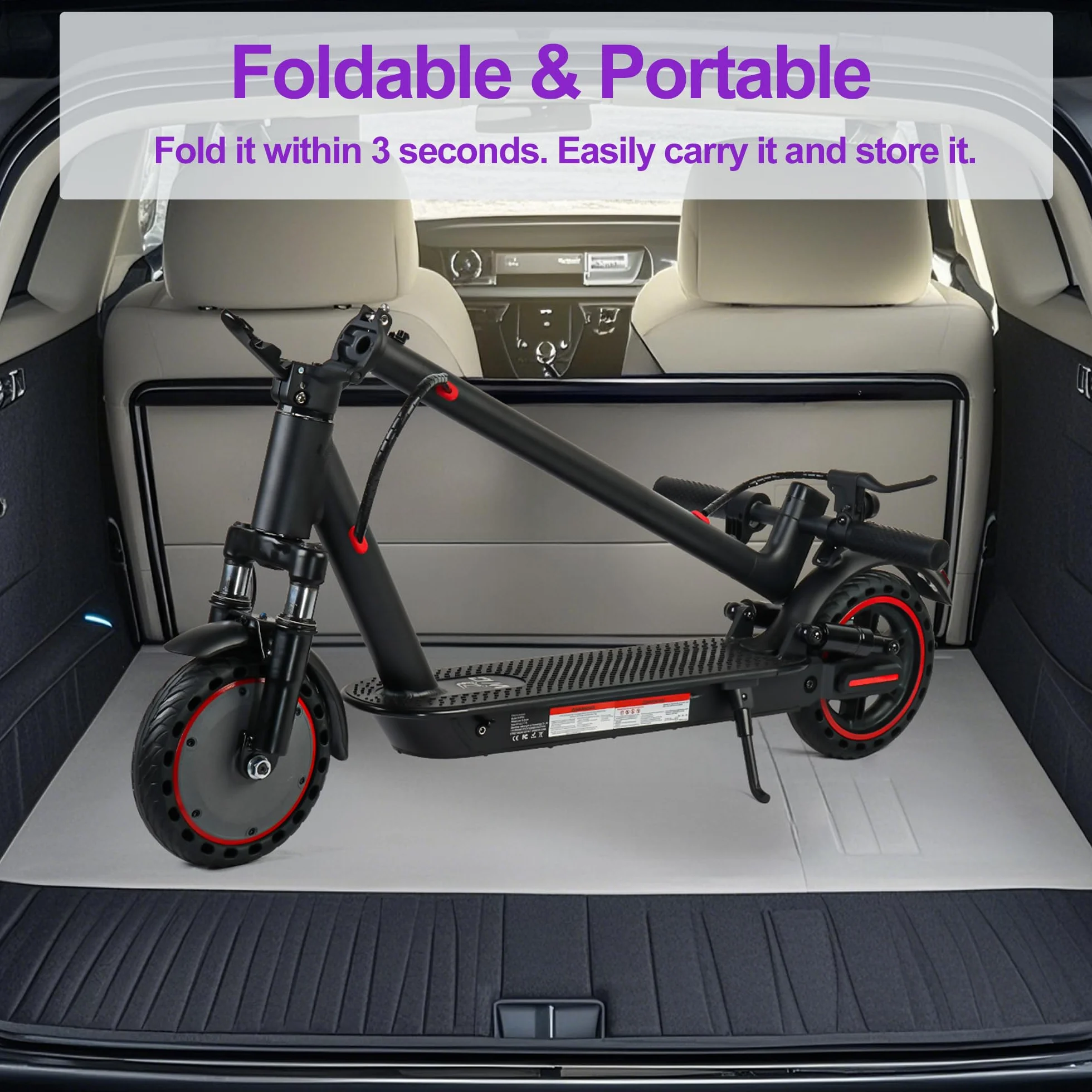 Patinete eléctrico Plegable para Adultos, neumáticos de 8.5"/10", 4 amortiguadores, Capacidad máxima de 30-45 kilómetros, Control de Aplicaciones